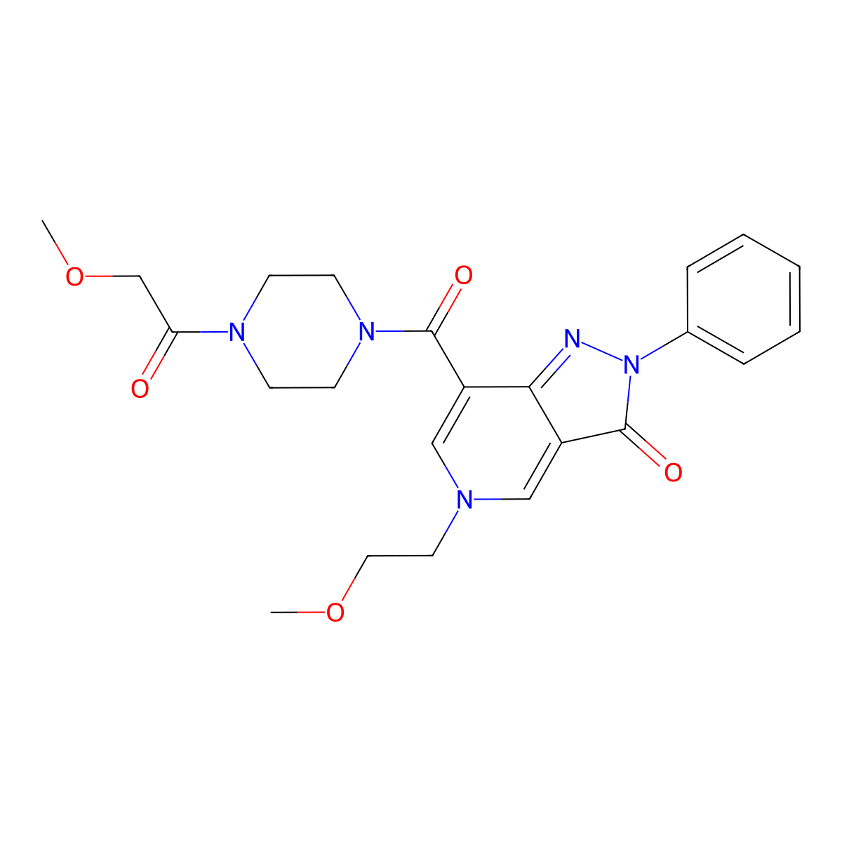 7-(4-(2-methoxyacetyl)piperazine-1-carbonyl)-5-(2-methoxyethyl)-2-phenyl-2H-pyrazolo[4,3-c]pyridin-3(5H)-one molecular structure, CAS 1021124-00-4