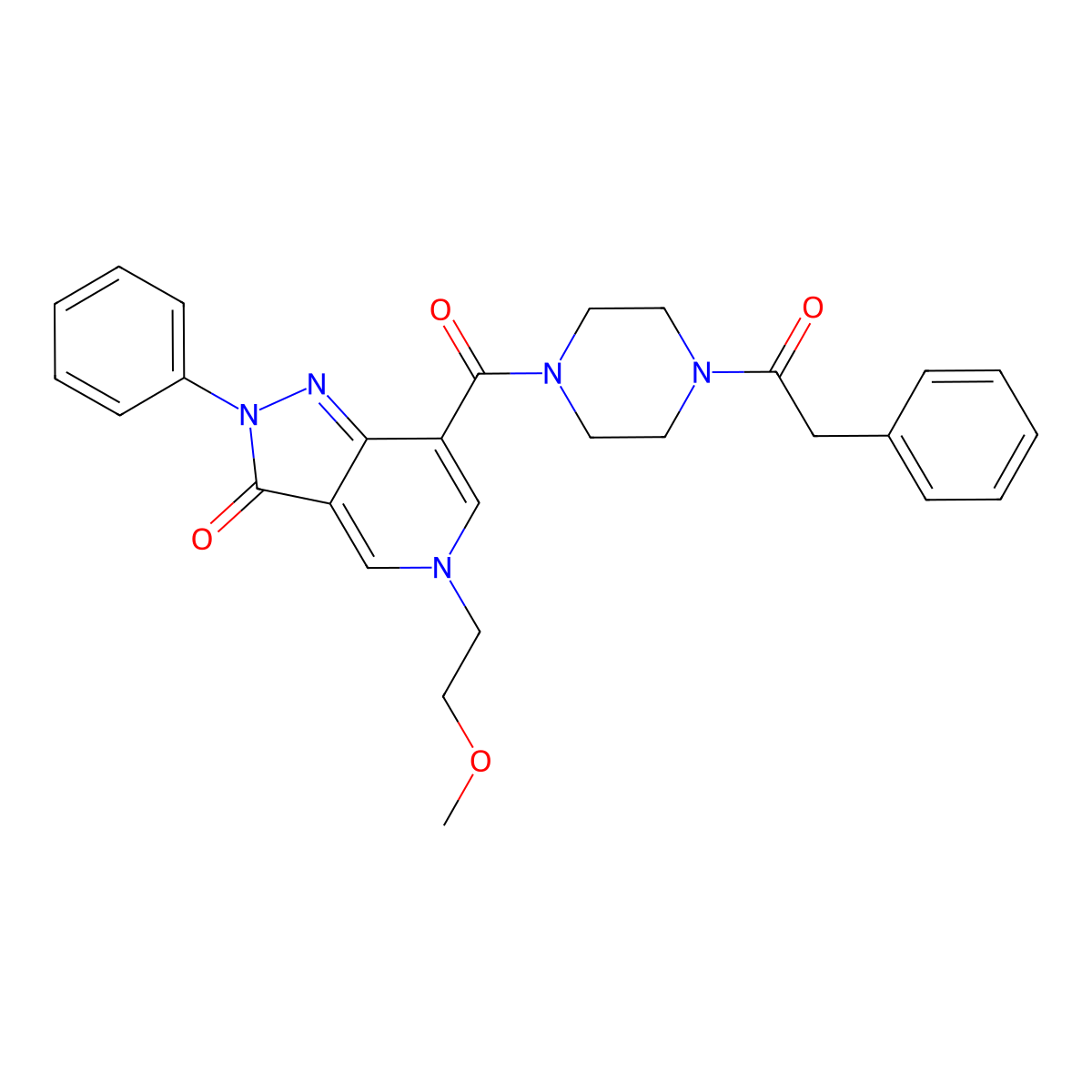 5-(2-methoxyethyl)-2-phenyl-7-(4-(2-phenylacetyl)piperazine-1-carbonyl)-2H-pyrazolo[4,3-c]pyridin-3(5H)-one molecular structure, CAS 1021124-01-5