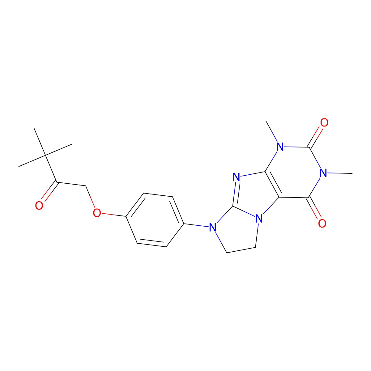 8-[4-(3,3-Dimethyl-2-oxobutoxy)phenyl]-1,3-dimethyl-1,3,5-trihydroimidazolidin o[1,2-h]purine-2,4-dione molecular structure, CAS 1021124-09-3