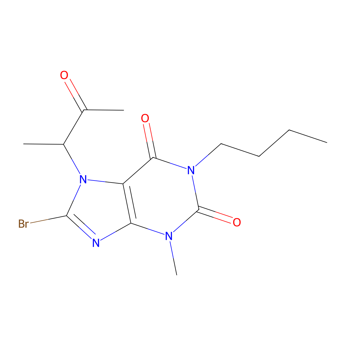 8-bromo-1-butyl-3-methyl-7-(3-oxobutan-2-yl)-1H-purine-2,6(3H,7H)-dione molecular structure, CAS 1021124-11-7