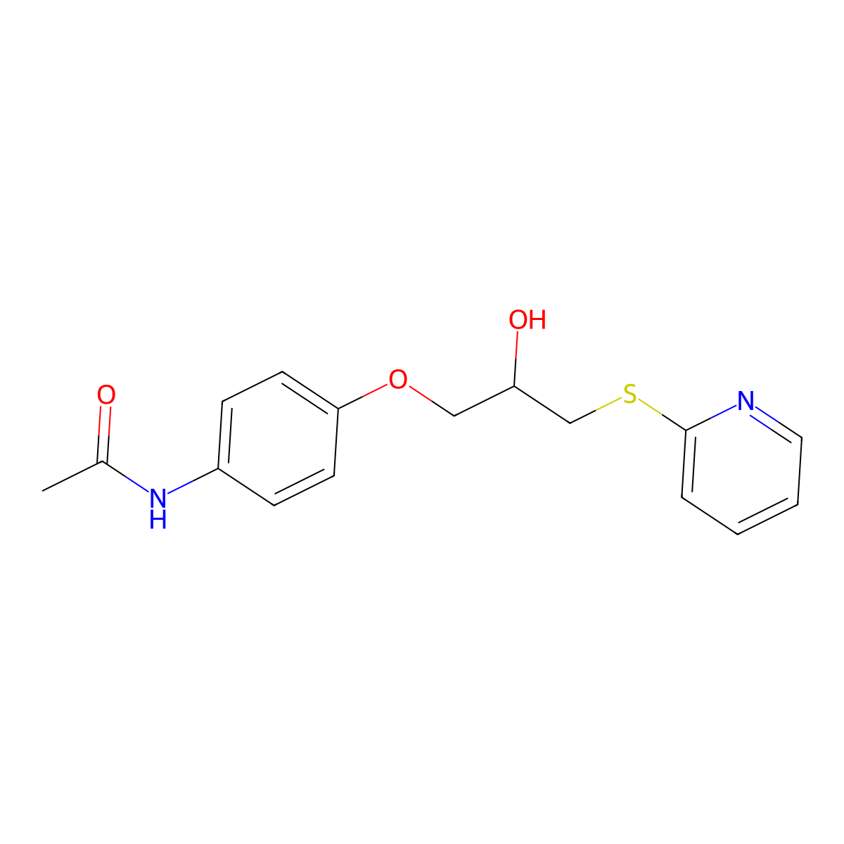 N-[4-(2-hydroxy-3-(2-pyridylthio)propoxy)phenyl]acetamide molecular structure, CAS 1021124-26-4
