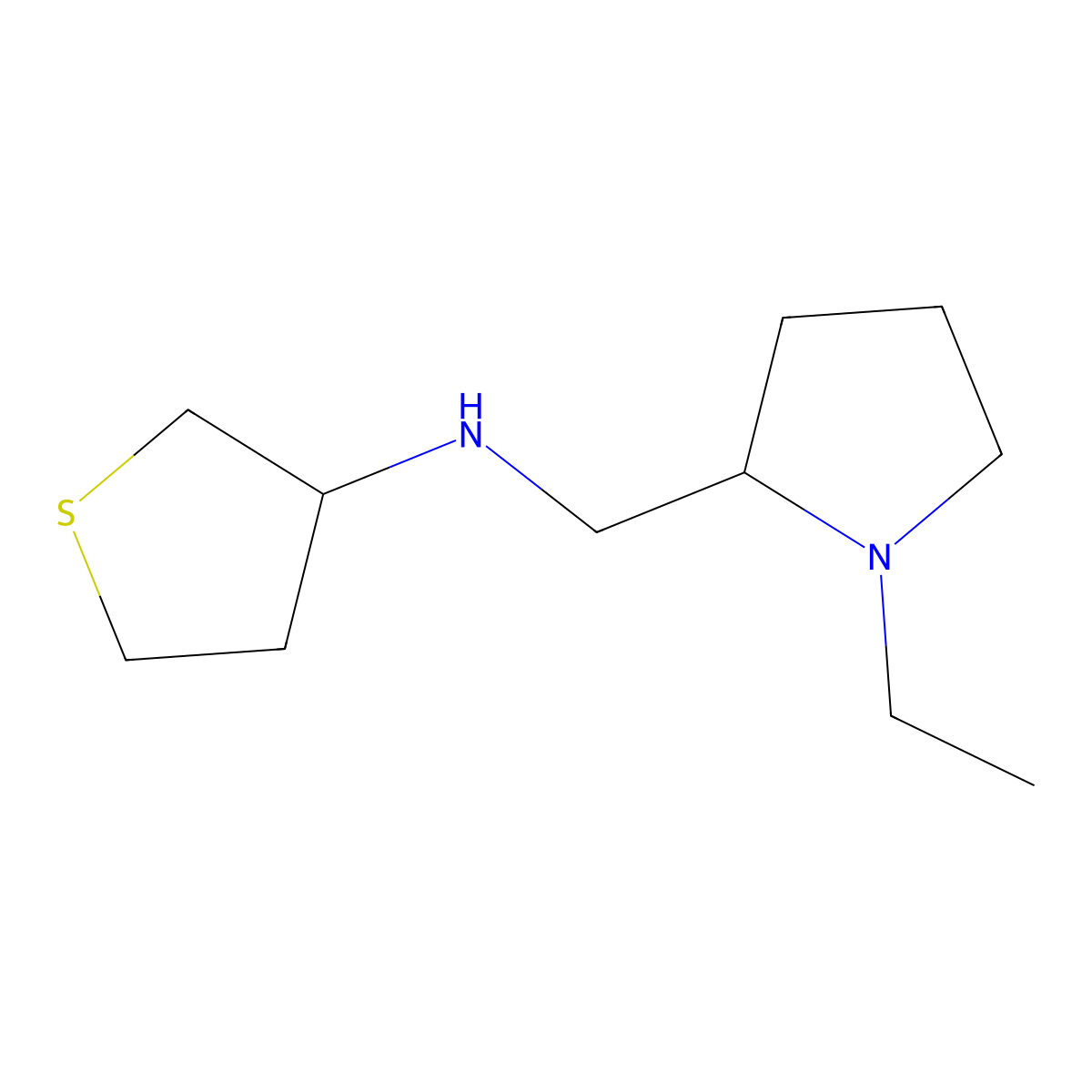 N-[(1-ethylpyrrolidin-2-yl)methyl]thiolan-3-amine molecular structure, CAS 1021124-56-0