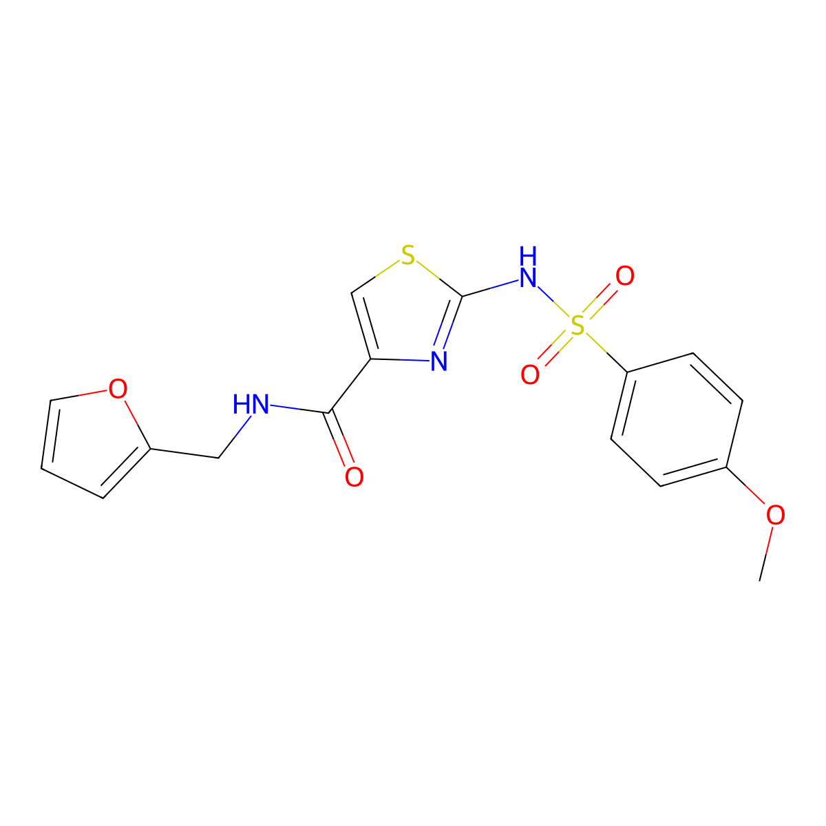 N-(furan-2-ylmethyl)-2-(4-methoxyphenylsulfonamido)thiazole-4-carboxamide molecular structure, CAS 1021124-58-2