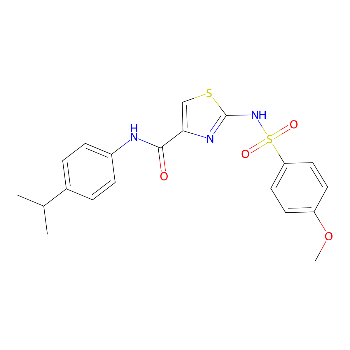 N-(4-isopropylphenyl)-2-(4-methoxyphenylsulfonamido)thiazole-4-carboxamide molecular structure, CAS 1021124-61-7