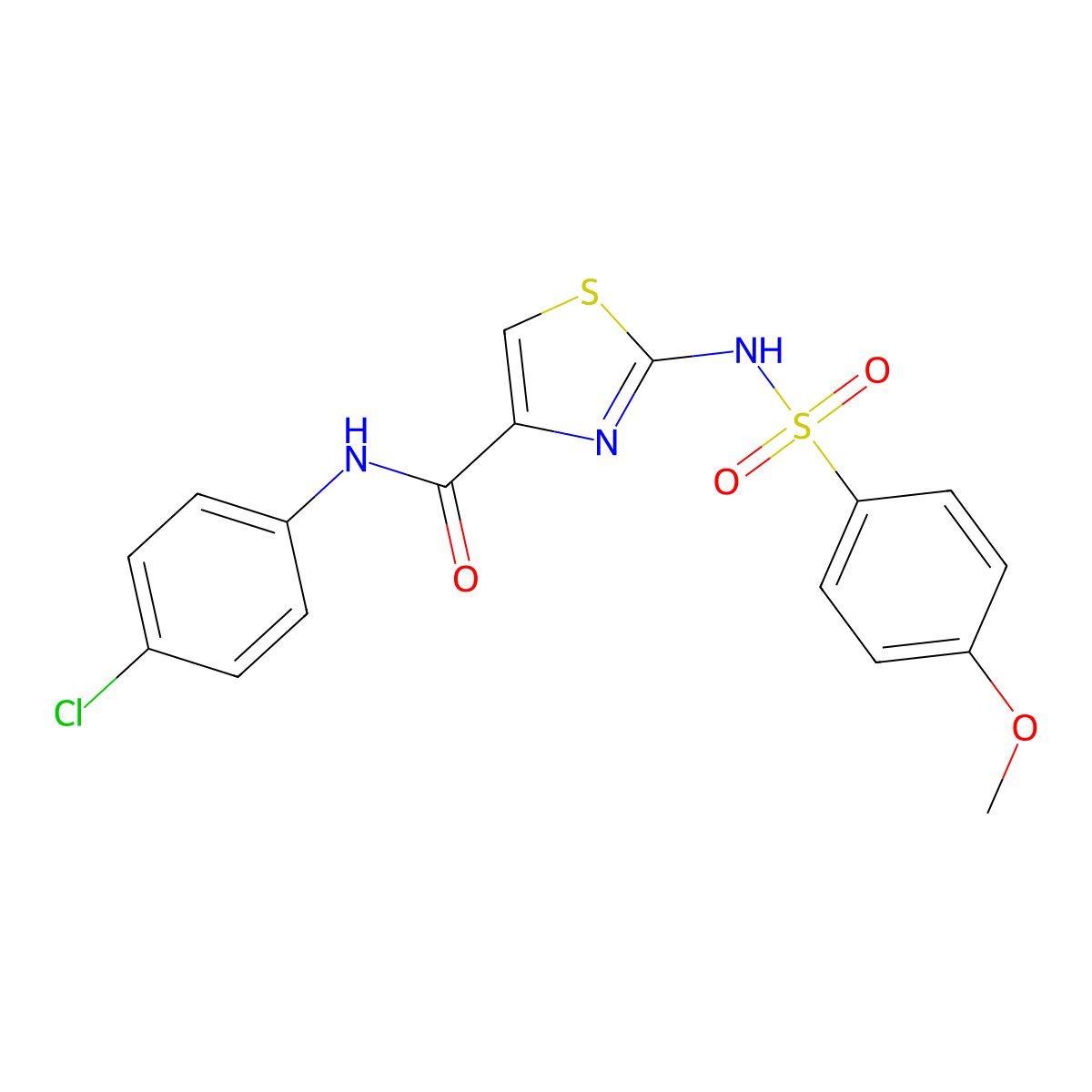 N-(4-chlorophenyl)-2-(4-methoxyphenylsulfonamido)thiazole-4-carboxamide molecular structure, CAS 1021124-65-1