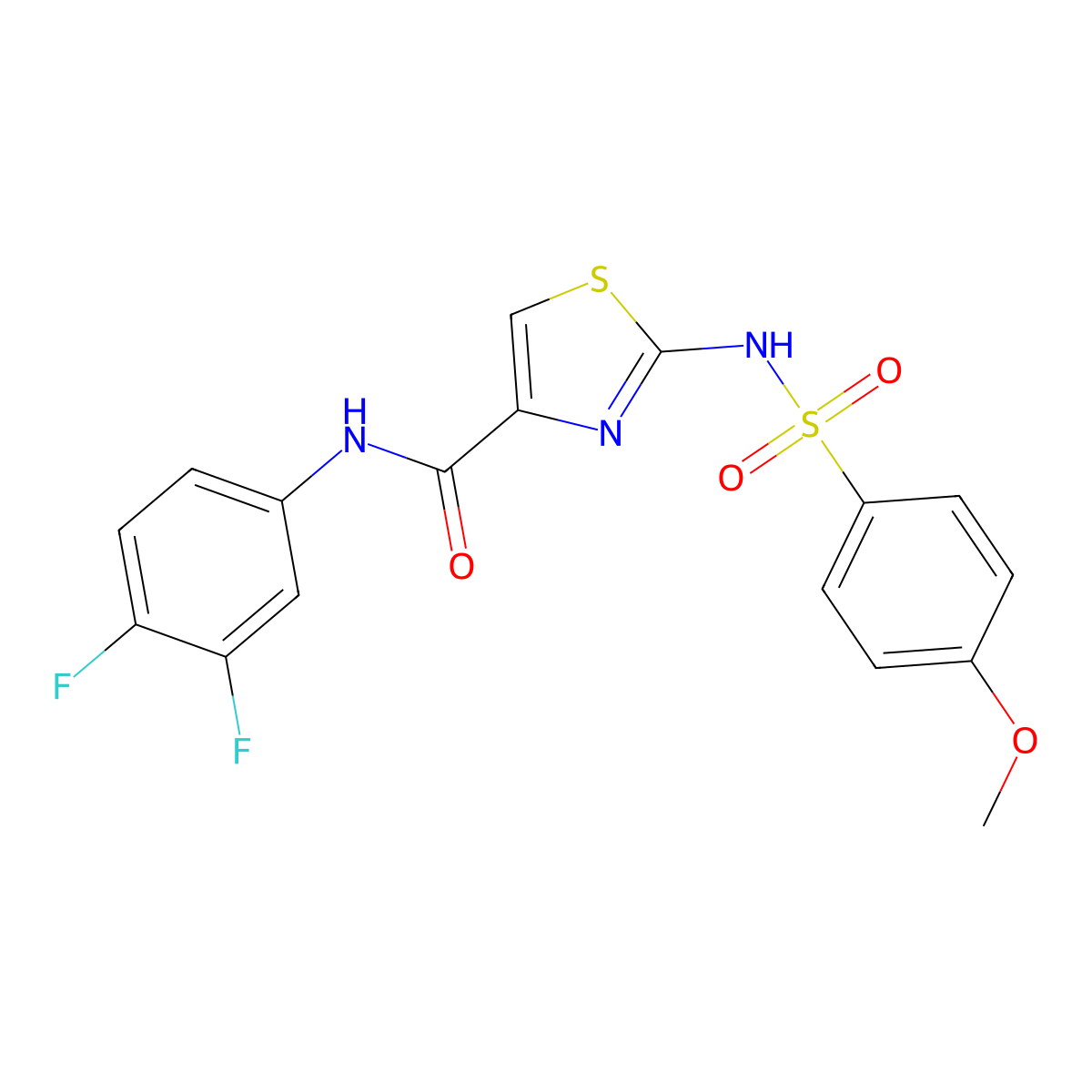 N-(3,4-difluorophenyl)-2-(4-methoxyphenylsulfonamido)thiazole-4-carboxamide molecular structure, CAS 1021124-68-4
