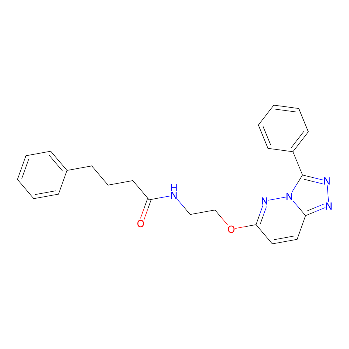 4-phenyl-N-(2-((3-phenyl-[1,2,4]triazolo[4,3-b]pyridazin-6-yl)oxy)ethyl)butanamide molecular structure, CAS 1021124-83-3