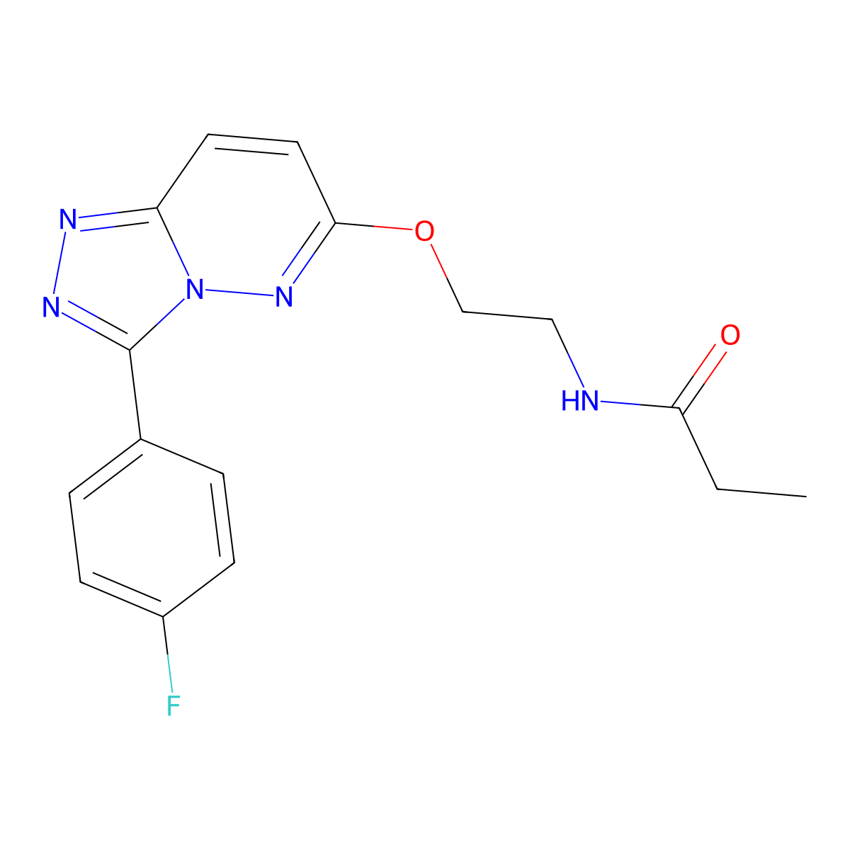 N-(2-((3-(4-fluorophenyl)-[1,2,4]triazolo[4,3-b]pyridazin-6-yl)oxy)ethyl)propionamide molecular structure, CAS 1021124-87-7