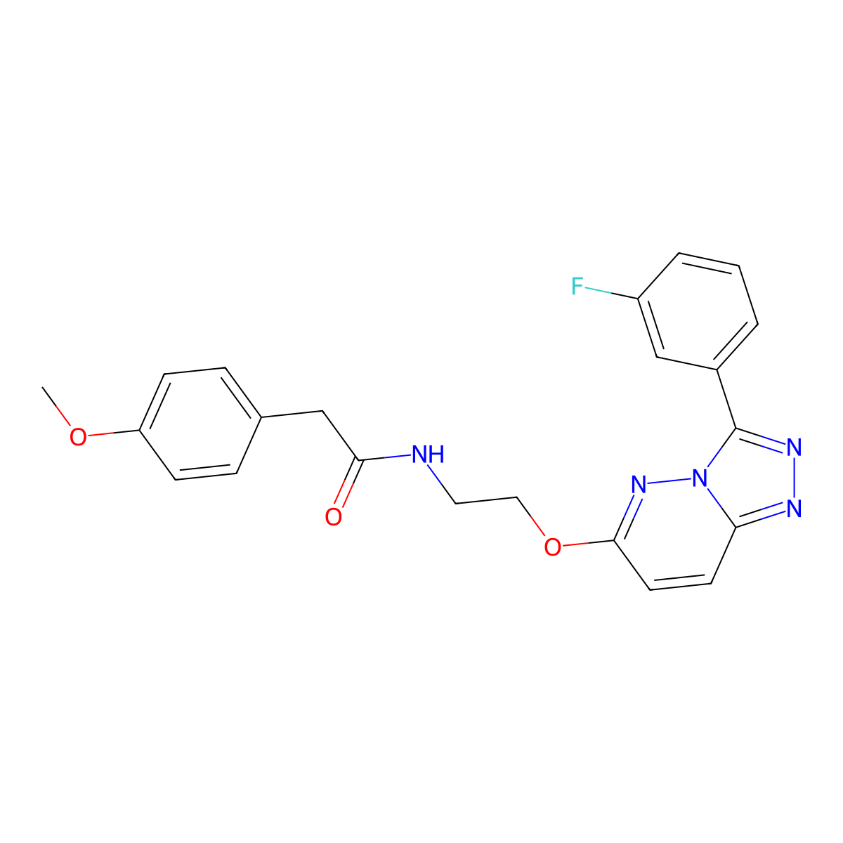 N-(2-((3-(3-fluorophenyl)-[1,2,4]triazolo[4,3-b]pyridazin-6-yl)oxy)ethyl)-2-(4-methoxyphenyl)acetamide molecular structure, CAS 1021125-02-9