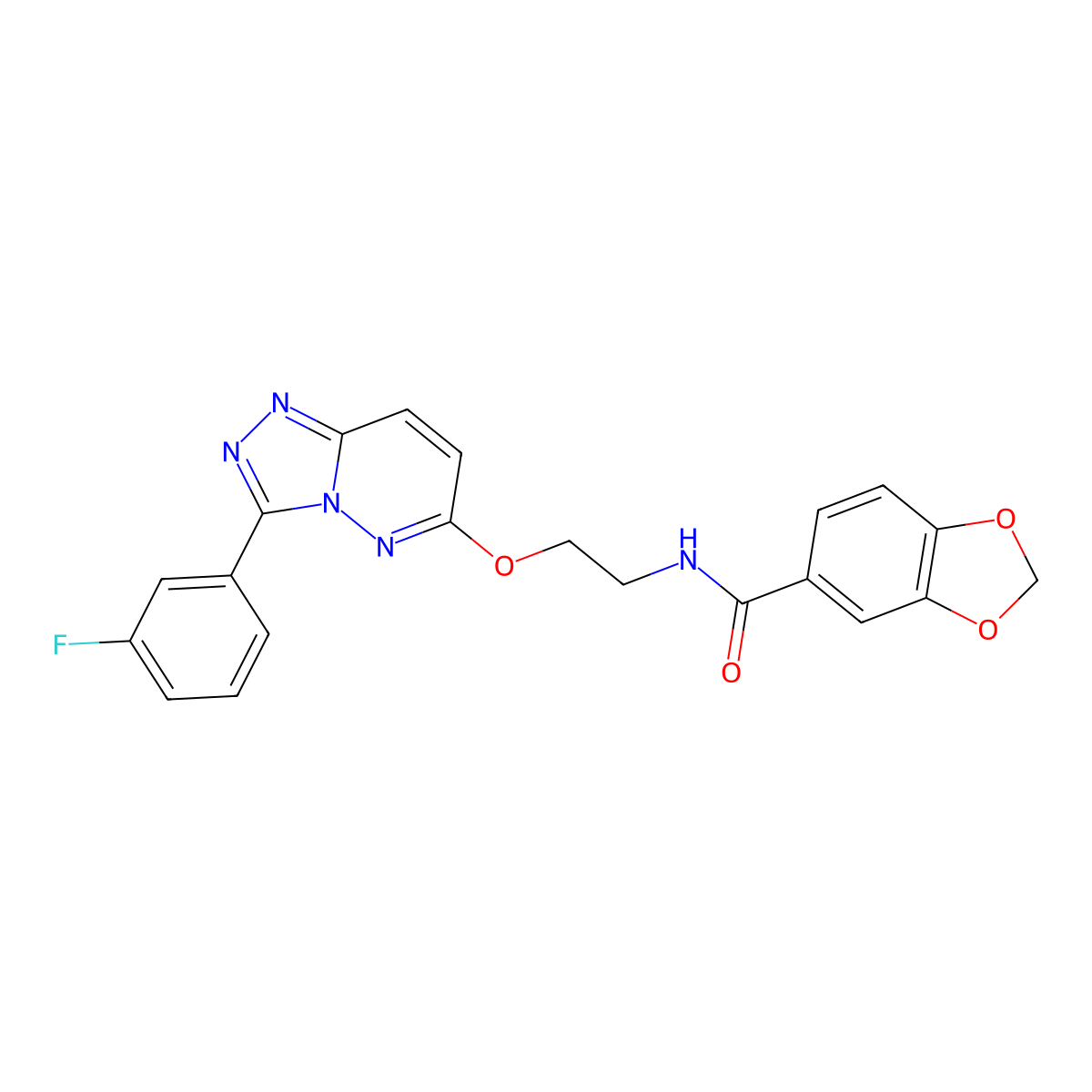 N-(2-((3-(3-fluorophenyl)-[1,2,4]triazolo[4,3-b]pyridazin-6-yl)oxy)ethyl)benzo[d][1,3]dioxole-5-carboxamide molecular structure, CAS 1021125-05-2