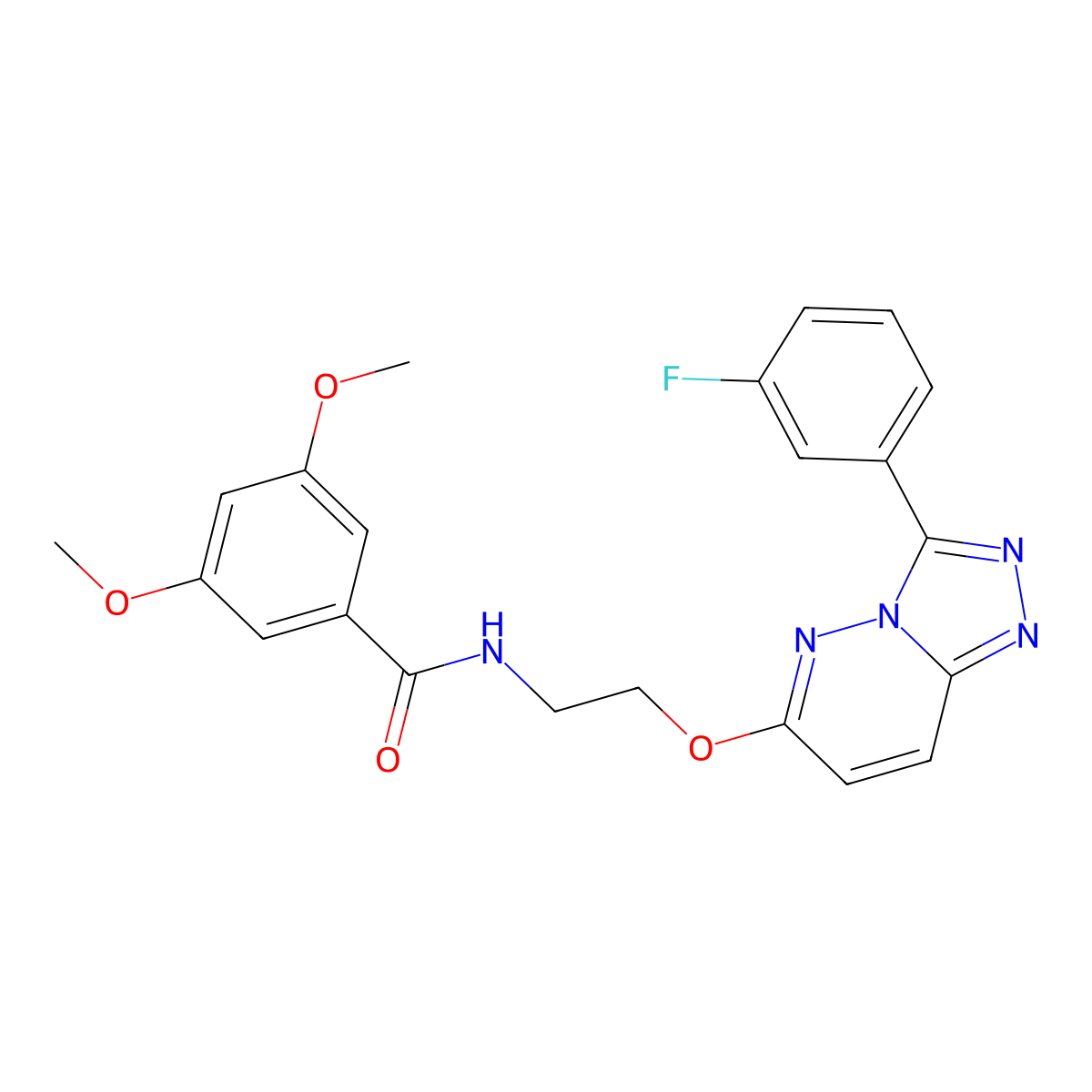 N-(2-((3-(3-fluorophenyl)-[1,2,4]triazolo[4,3-b]pyridazin-6-yl)oxy)ethyl)-3,5-dimethoxybenzamide molecular structure, CAS 1021125-11-0