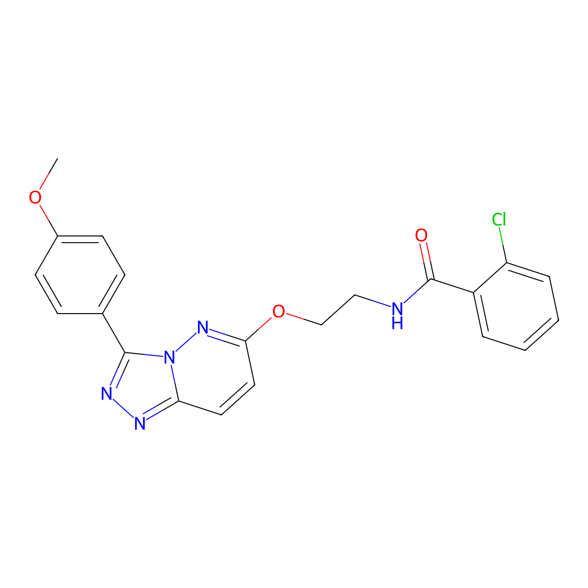 2-chloro-N-(2-((3-(4-methoxyphenyl)-[1,2,4]triazolo[4,3-b]pyridazin-6-yl)oxy)ethyl)benzamide molecular structure, CAS 1021125-17-6