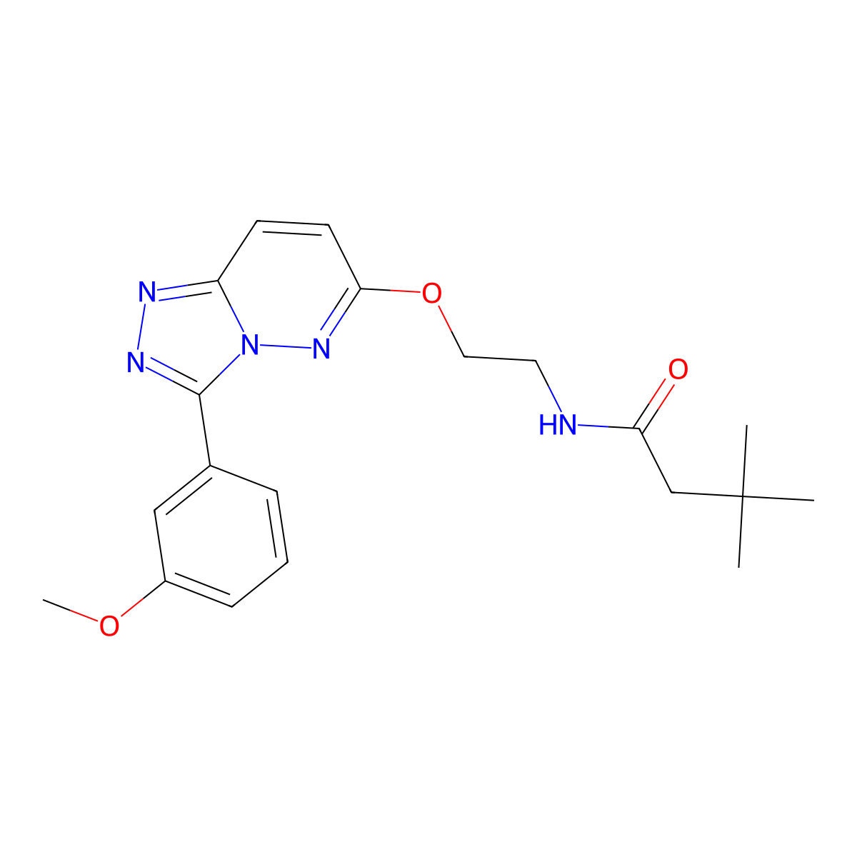 N-(2-((3-(3-methoxyphenyl)-[1,2,4]triazolo[4,3-b]pyridazin-6-yl)oxy)ethyl)-3,3-dimethylbutanamide molecular structure, CAS 1021125-23-4