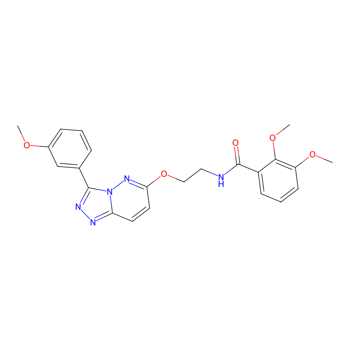 2,3-dimethoxy-N-(2-((3-(3-methoxyphenyl)-[1,2,4]triazolo[4,3-b]pyridazin-6-yl)oxy)ethyl)benzamide molecular structure, CAS 1021125-26-7