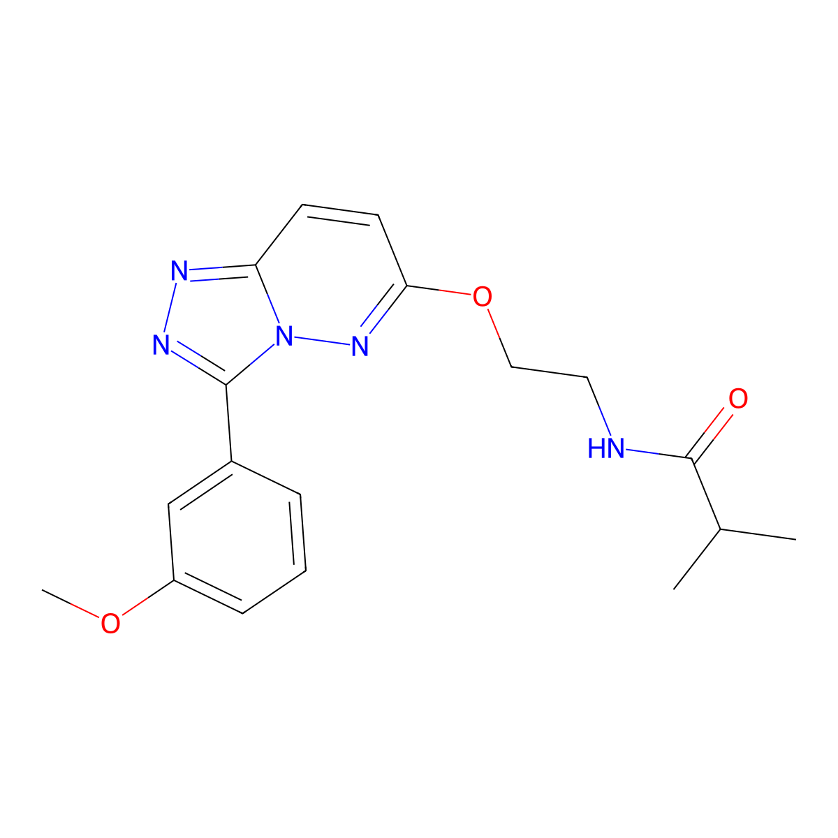 N-(2-((3-(3-methoxyphenyl)-[1,2,4]triazolo[4,3-b]pyridazin-6-yl)oxy)ethyl)isobutyramide molecular structure, CAS 1021125-32-5