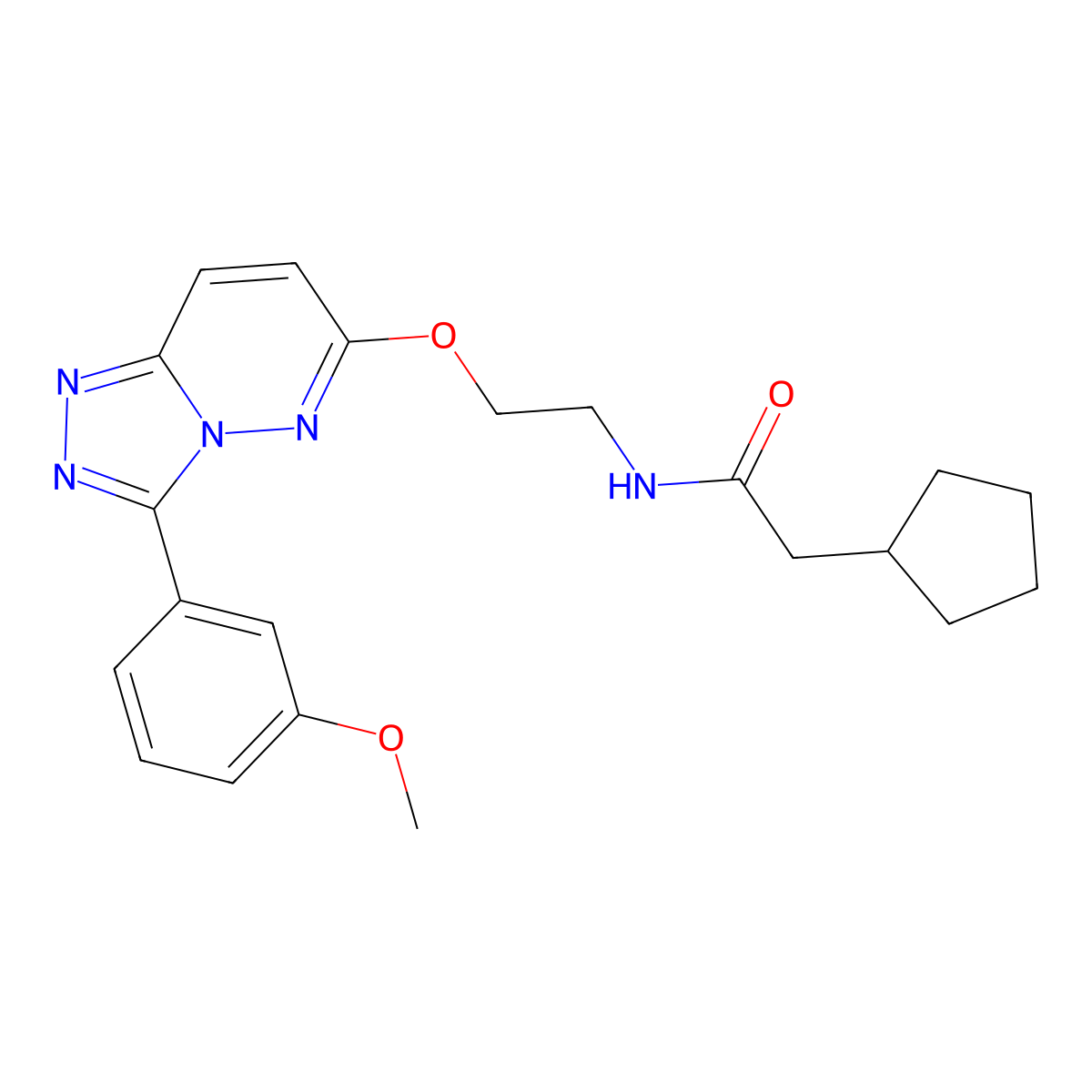 2-cyclopentyl-N-(2-((3-(3-methoxyphenyl)-[1,2,4]triazolo[4,3-b]pyridazin-6-yl)oxy)ethyl)acetamide molecular structure, CAS 1021125-35-8