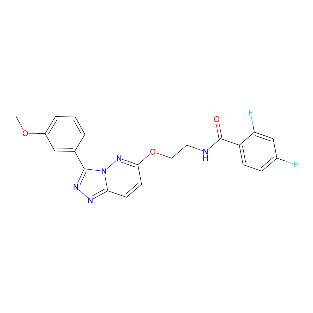 2,4-difluoro-N-(2-((3-(3-methoxyphenyl)-[1,2,4]triazolo[4,3-b]pyridazin-6-yl)oxy)ethyl)benzamide molecular structure, CAS 1021125-38-1