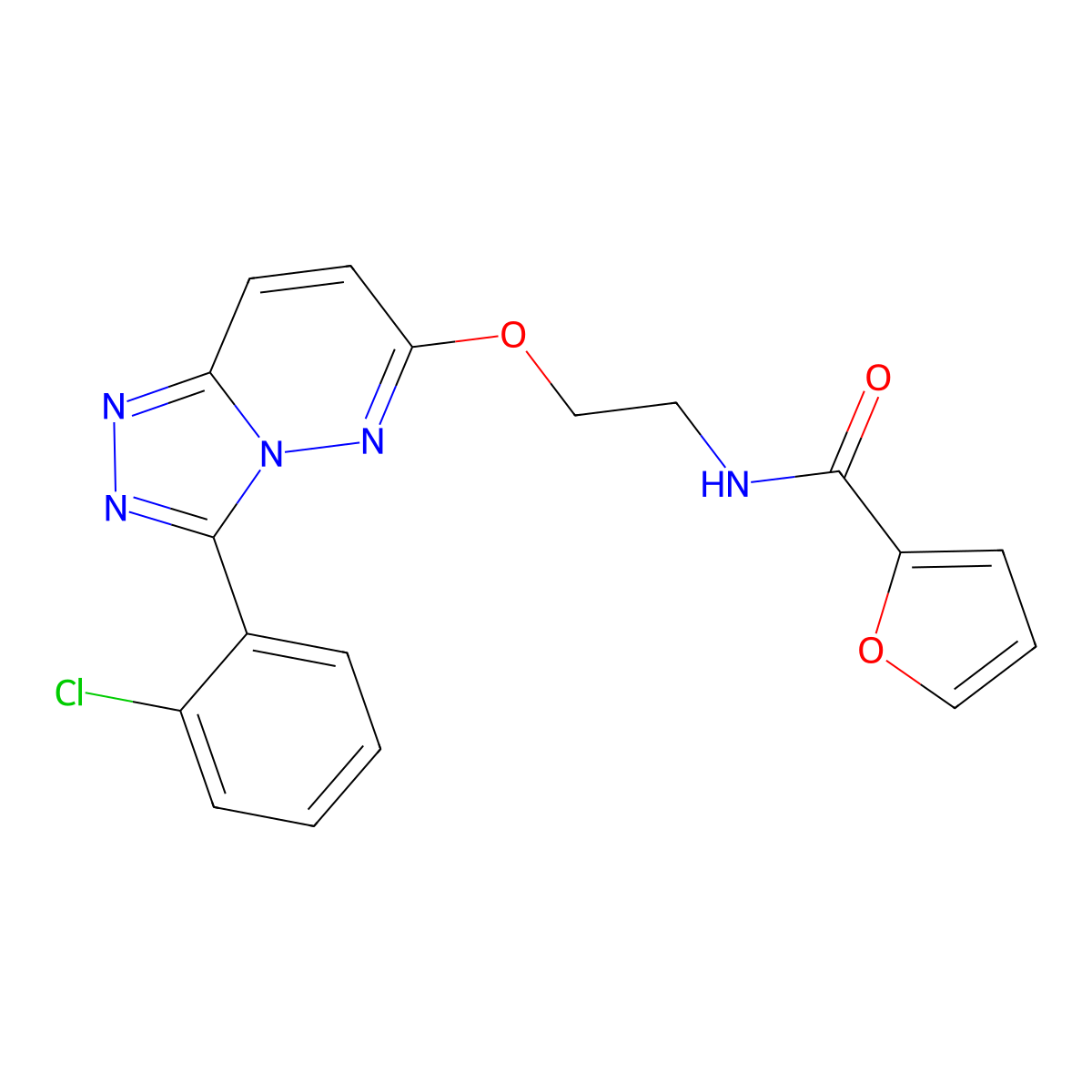 N-(2-((3-(2-chlorophenyl)-[1,2,4]triazolo[4,3-b]pyridazin-6-yl)oxy)ethyl)furan-2-carboxamide molecular structure, CAS 1021125-49-4