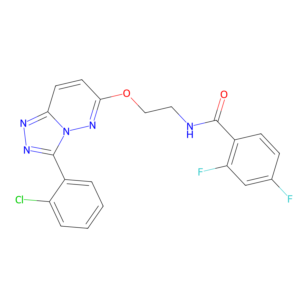N-(2-((3-(2-chlorophenyl)-[1,2,4]triazolo[4,3-b]pyridazin-6-yl)oxy)ethyl)-2,4-difluorobenzamide molecular structure, CAS 1021125-53-0