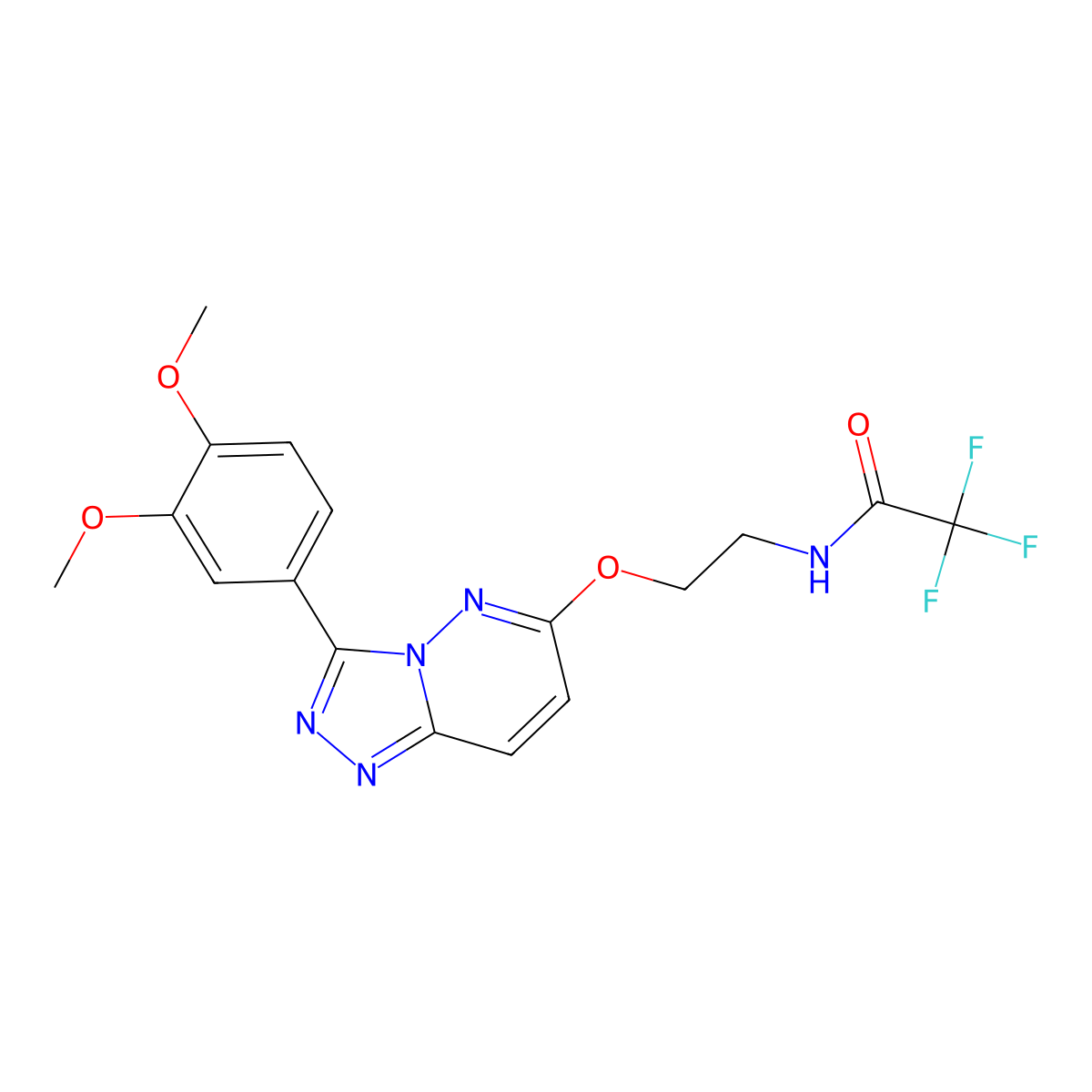 N-(2-((3-(3,4-dimethoxyphenyl)-[1,2,4]triazolo[4,3-b]pyridazin-6-yl)oxy)ethyl)-2,2,2-trifluoroacetamide molecular structure, CAS 1021125-61-0