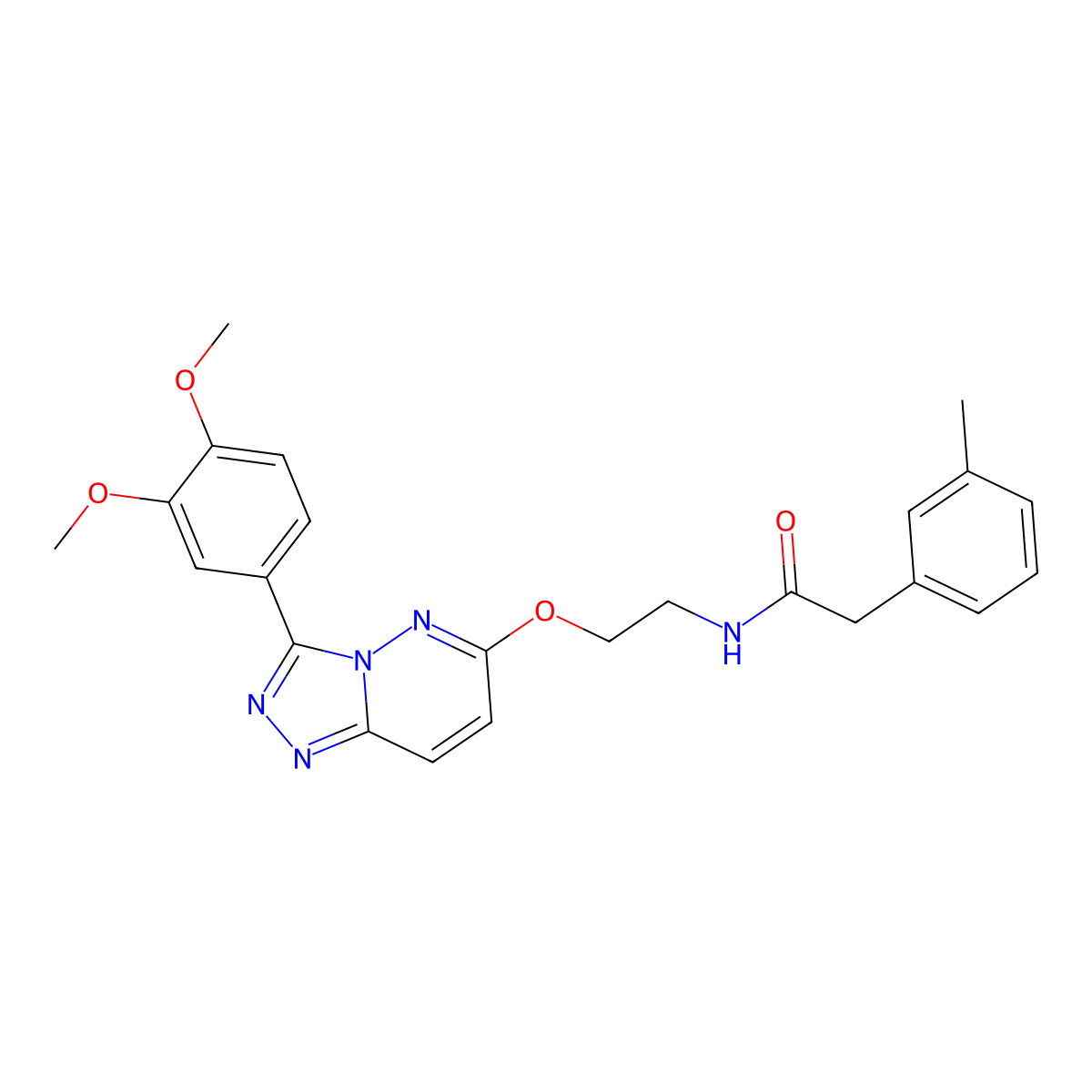 N-(2-((3-(3,4-dimethoxyphenyl)-[1,2,4]triazolo[4,3-b]pyridazin-6-yl)oxy)ethyl)-2-(m-tolyl)acetamide molecular structure, CAS 1021125-69-8