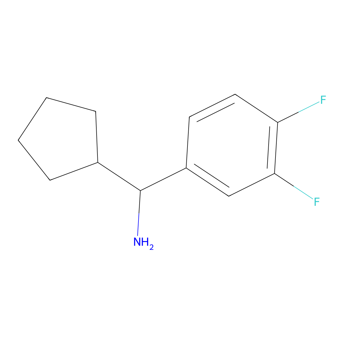 Cyclopentyl(3,4-difluorophenyl)methanamine molecular structure, CAS 1021125-72-3