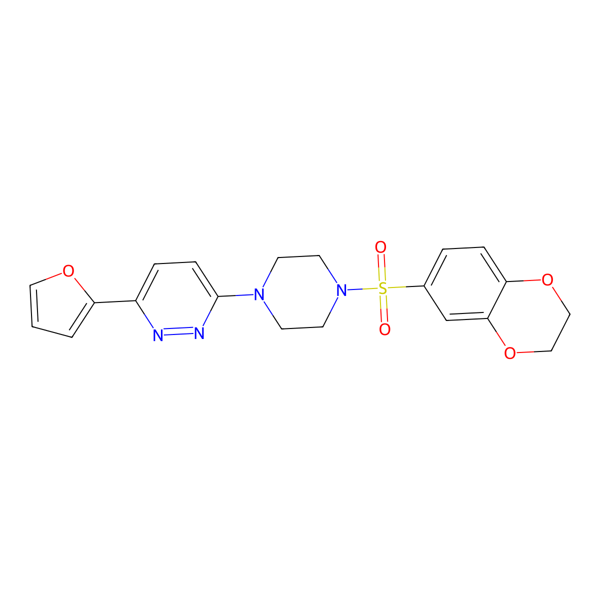 3-(4-((2,3-Dihydrobenzo[b][1,4]dioxin-6-yl)sulfonyl)piperazin-1-yl)-6-(furan-2-yl)pyridazine molecular structure, CAS 1021126-02-2