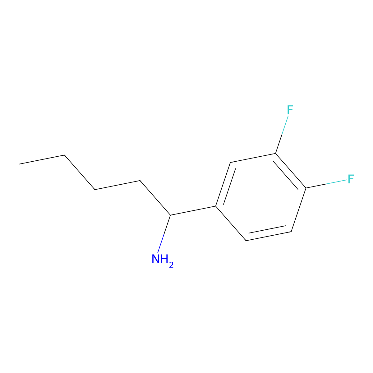 1-(3,4-Difluorophenyl)pentan-1-amine molecular structure, CAS 1021126-29-3