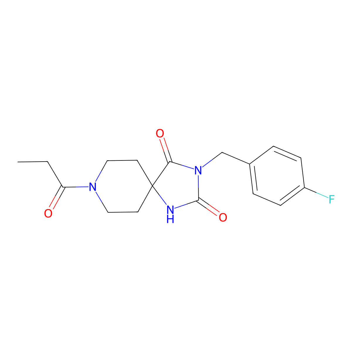 3-(4-Fluorobenzyl)-8-propionyl-1,3,8-triazaspiro[4.5]decane-2,4-dione molecular structure, CAS 1021126-44-2