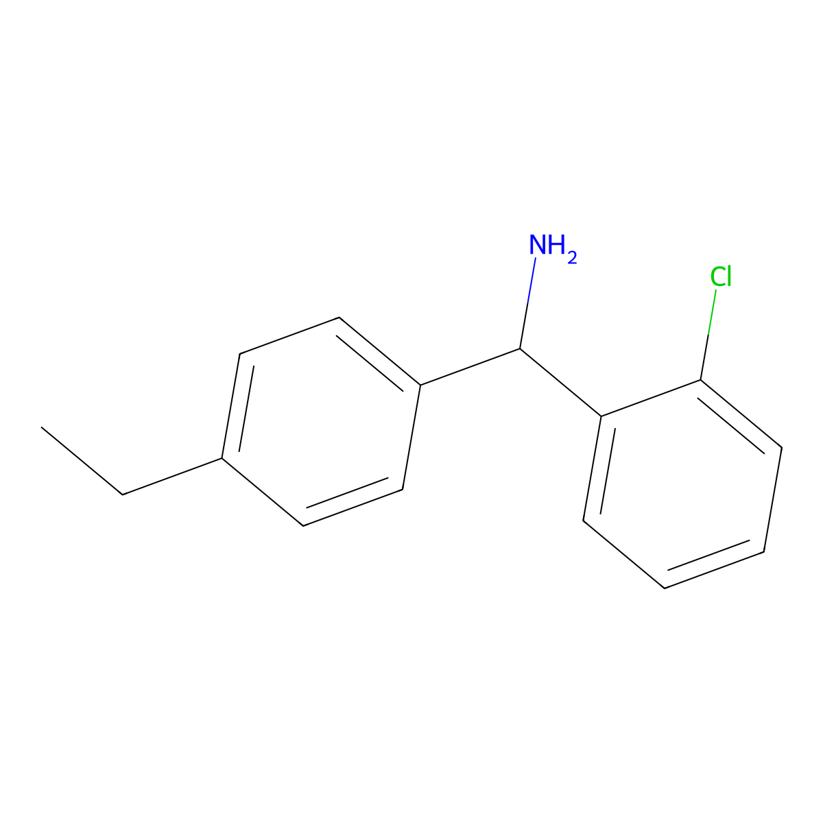 (2-Chlorophenyl)(4-ethylphenyl)methanamine molecular structure, CAS 1021126-49-7