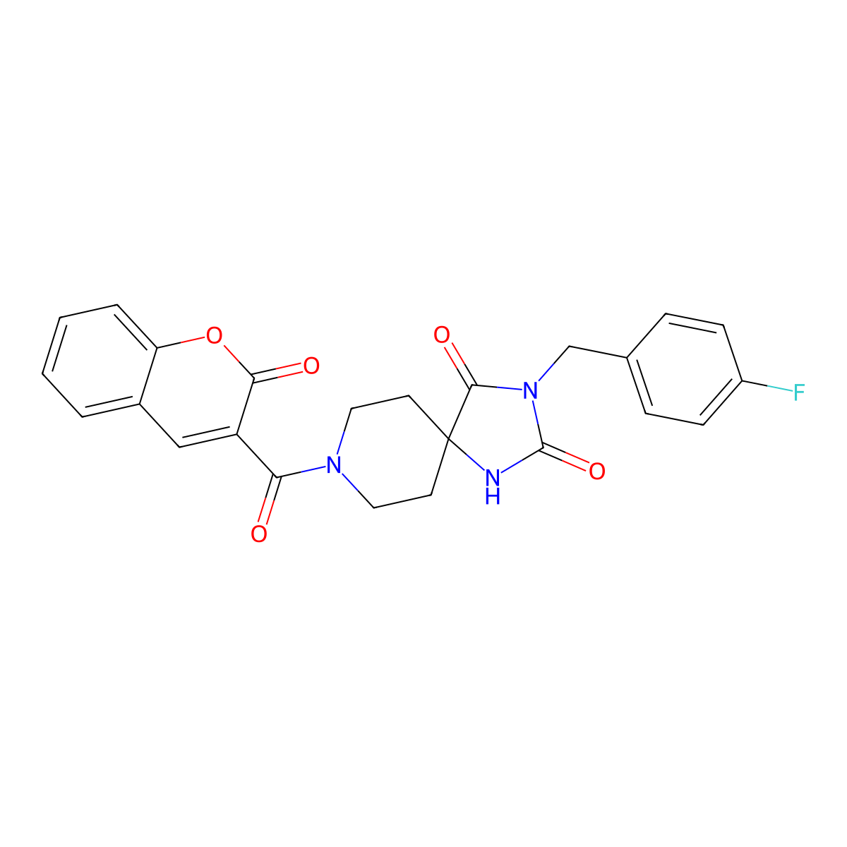 3-(4-fluorobenzyl)-8-(2-oxo-2H-chromene-3-carbonyl)-1,3,8-triazaspiro[4.5]decane-2,4-dione molecular structure, CAS 1021126-64-6