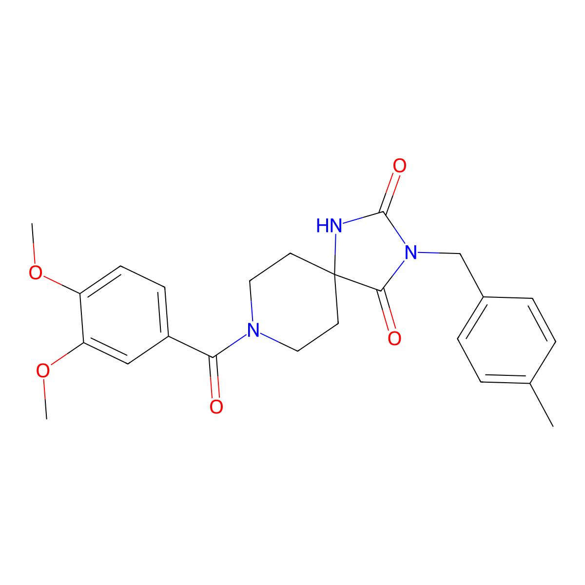 8-(3,4-Dimethoxybenzoyl)-3-(4-methylbenzyl)-1,3,8-triazaspiro[4.5]decane-2,4-dione molecular structure, CAS 1021126-68-0