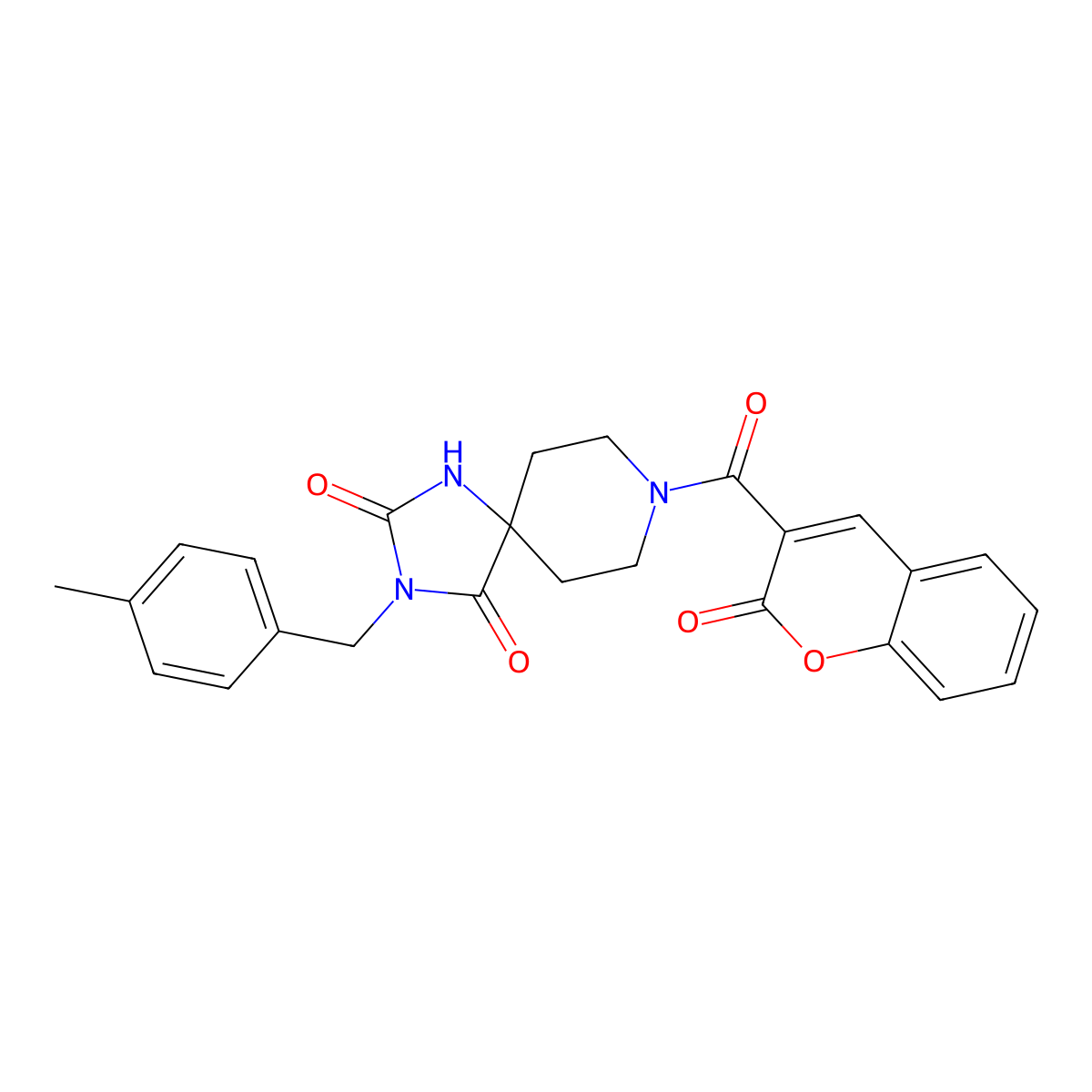 3-(4-methylbenzyl)-8-(2-oxo-2H-chromene-3-carbonyl)-1,3,8-triazaspiro[4.5]decane-2,4-dione molecular structure, CAS 1021126-76-0
