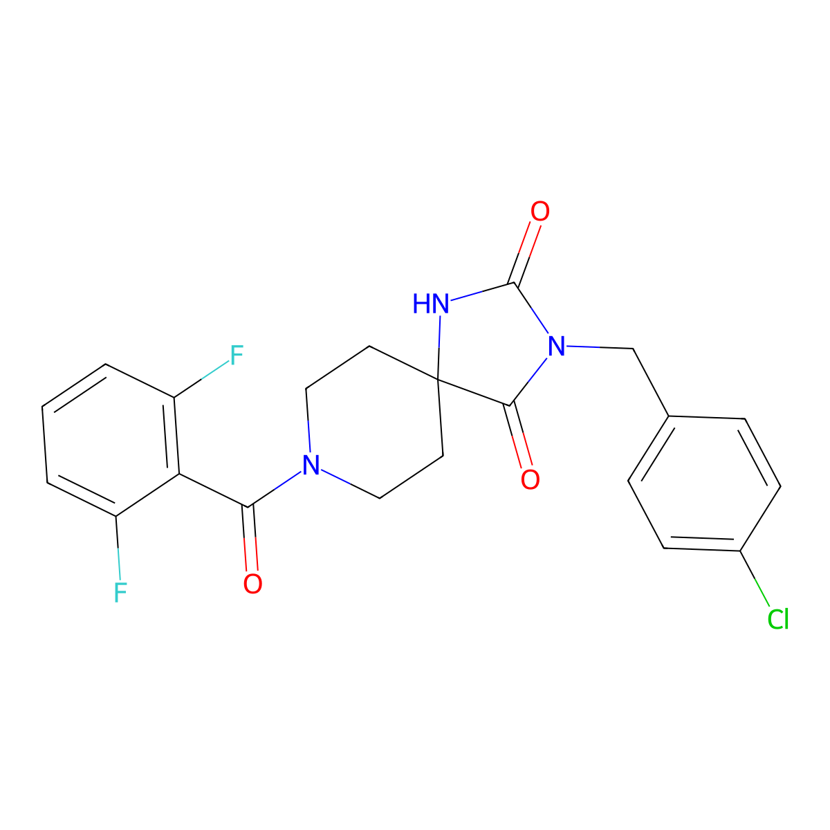 3-(4-Chlorobenzyl)-8-(2,6-difluorobenzoyl)-1,3,8-triazaspiro[4.5]decane-2,4-dione molecular structure, CAS 1021126-88-4