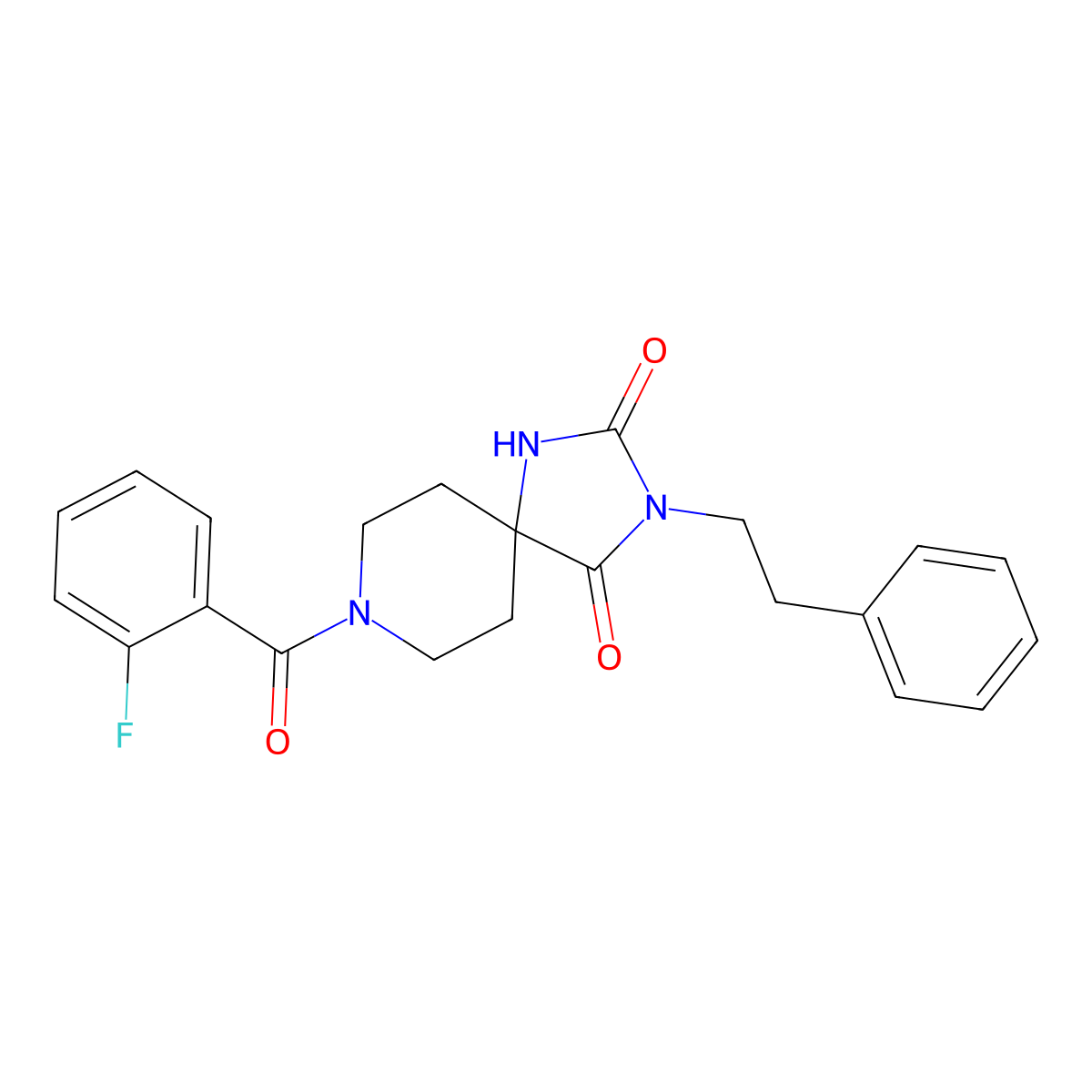 8-(2-Fluorobenzoyl)-3-phenethyl-1,3,8-triazaspiro[4.5]decane-2,4-dione molecular structure, CAS 1021127-18-3