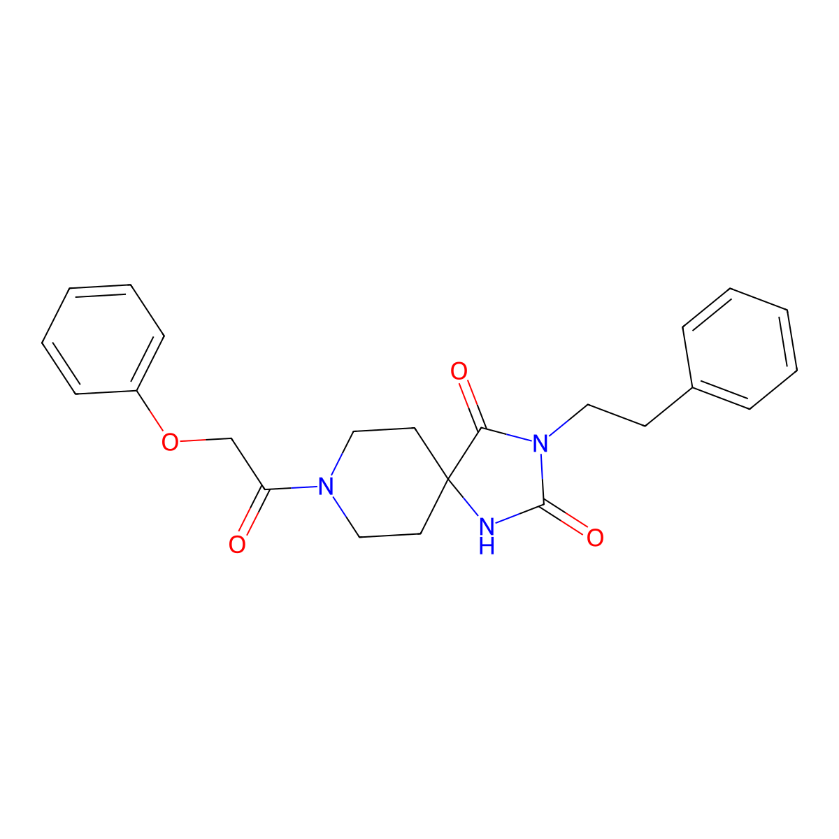 3-Phenethyl-8-(2-phenoxyacetyl)-1,3,8-triazaspiro[4.5]decane-2,4-dione molecular structure, CAS 1021127-23-0