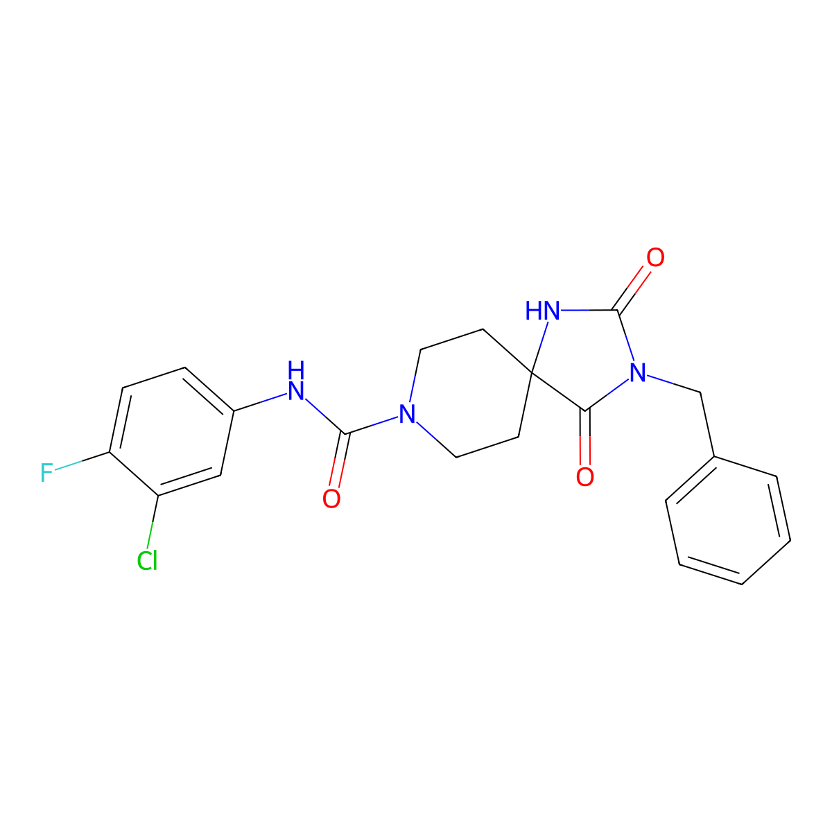3-benzyl-N-(3-chloro-4-fluorophenyl)-2,4-dioxo-1,3,8-triazaspiro[4.5]decane-8-carboxamide molecular structure, CAS 1021127-37-6