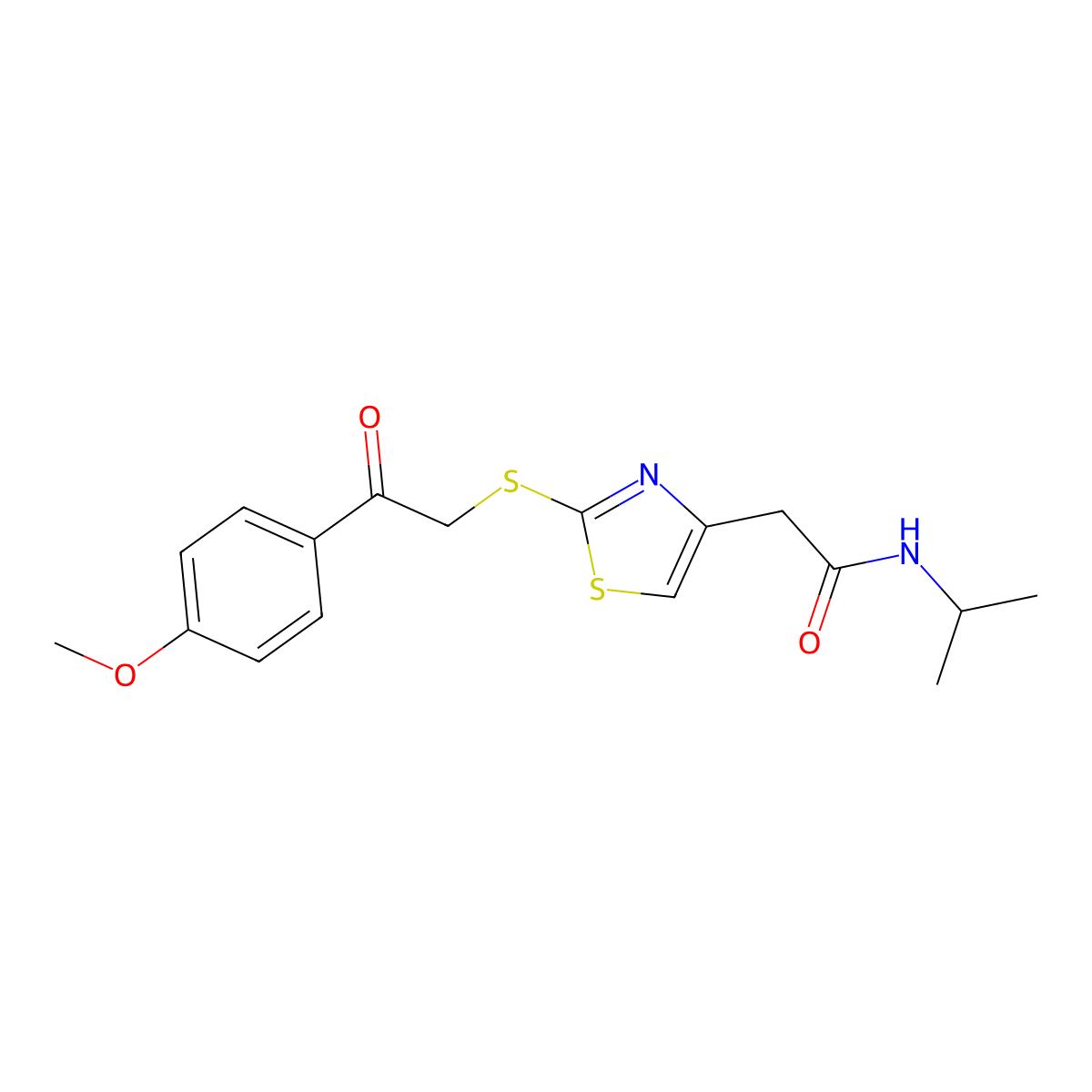 N-isopropyl-2-(2-((2-(4-methoxyphenyl)-2-oxoethyl)thio)thiazol-4-yl)acetamide molecular structure, CAS 1021130-48-2