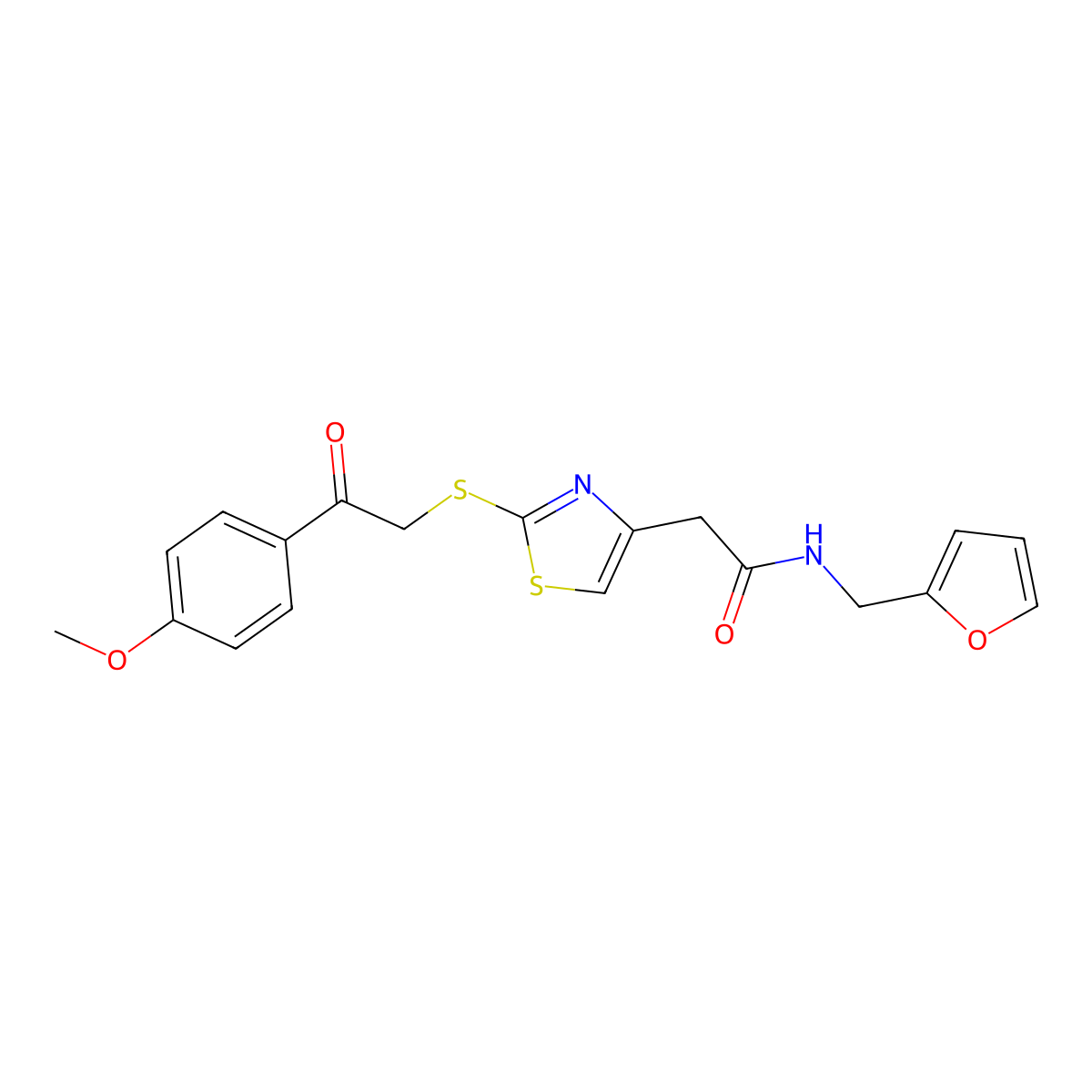 N-(furan-2-ylmethyl)-2-(2-((2-(4-methoxyphenyl)-2-oxoethyl)thio)thiazol-4-yl)acetamide molecular structure, CAS 1021130-50-6