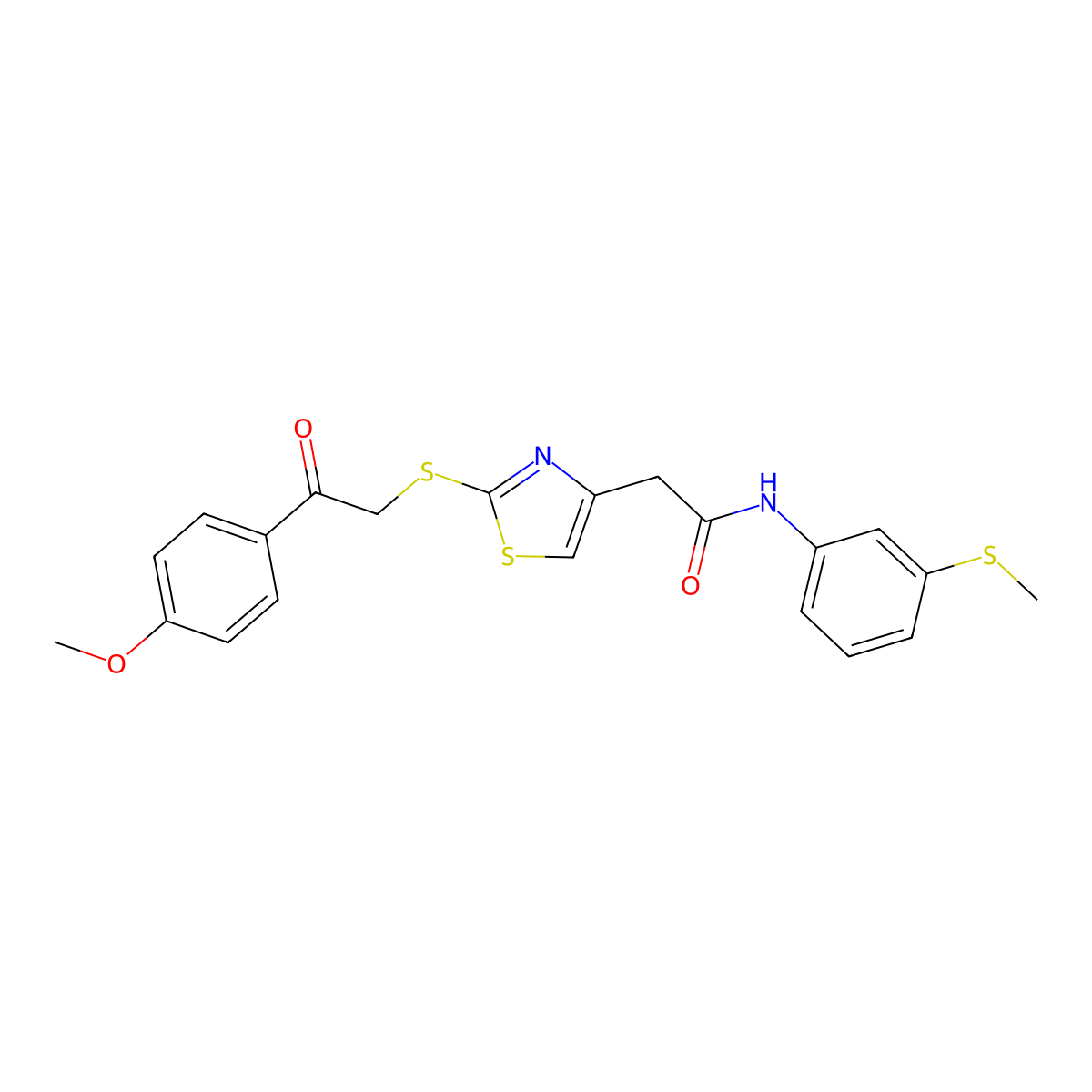 2-(2-((2-(4-methoxyphenyl)-2-oxoethyl)thio)thiazol-4-yl)-N-(3-(methylthio)phenyl)acetamide molecular structure, CAS 1021130-56-2