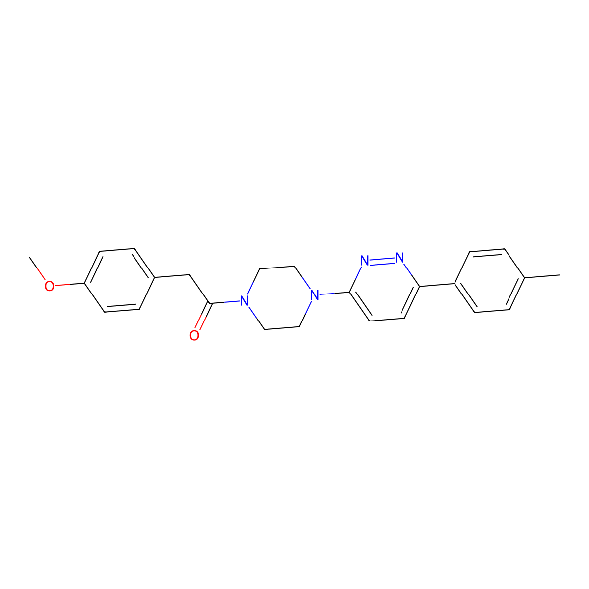 2-(4-Methoxyphenyl)-1-(4-(6-(p-tolyl)pyridazin-3-yl)piperazin-1-yl)ethanone molecular structure, CAS 1021130-79-9