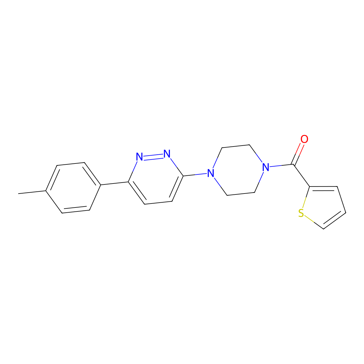 Thiophen-2-yl(4-(6-(p-tolyl)pyridazin-3-yl)piperazin-1-yl)methanone molecular structure, CAS 1021130-83-5