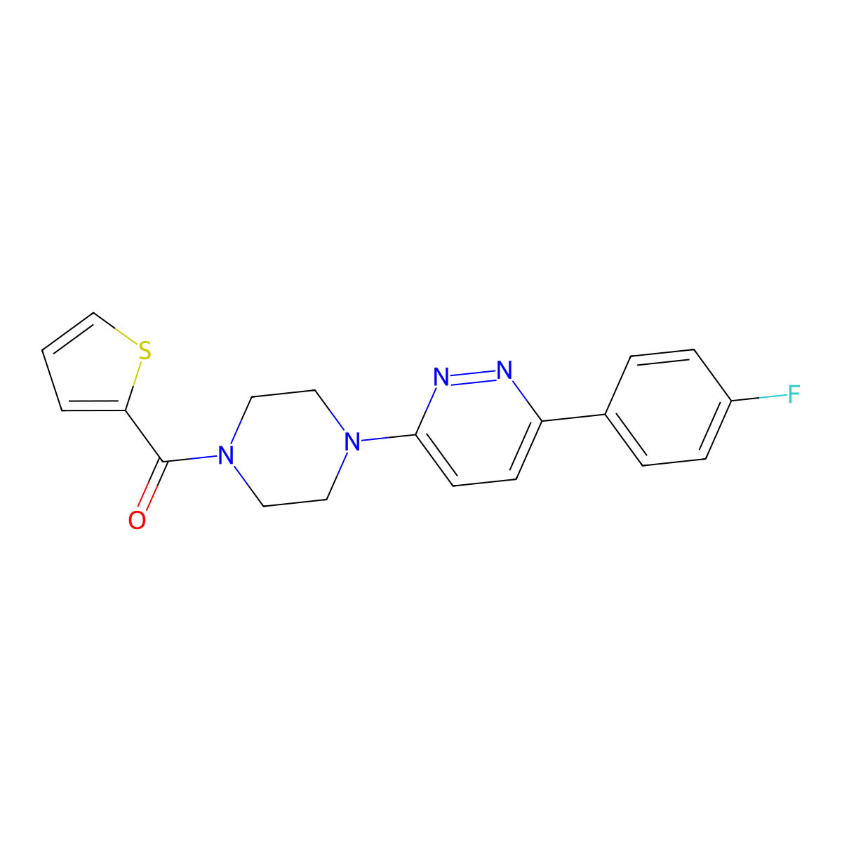 (4-(6-(4-Fluorophenyl)pyridazin-3-yl)piperazin-1-yl)(thiophen-2-yl)methanone molecular structure, CAS 1021130-89-1