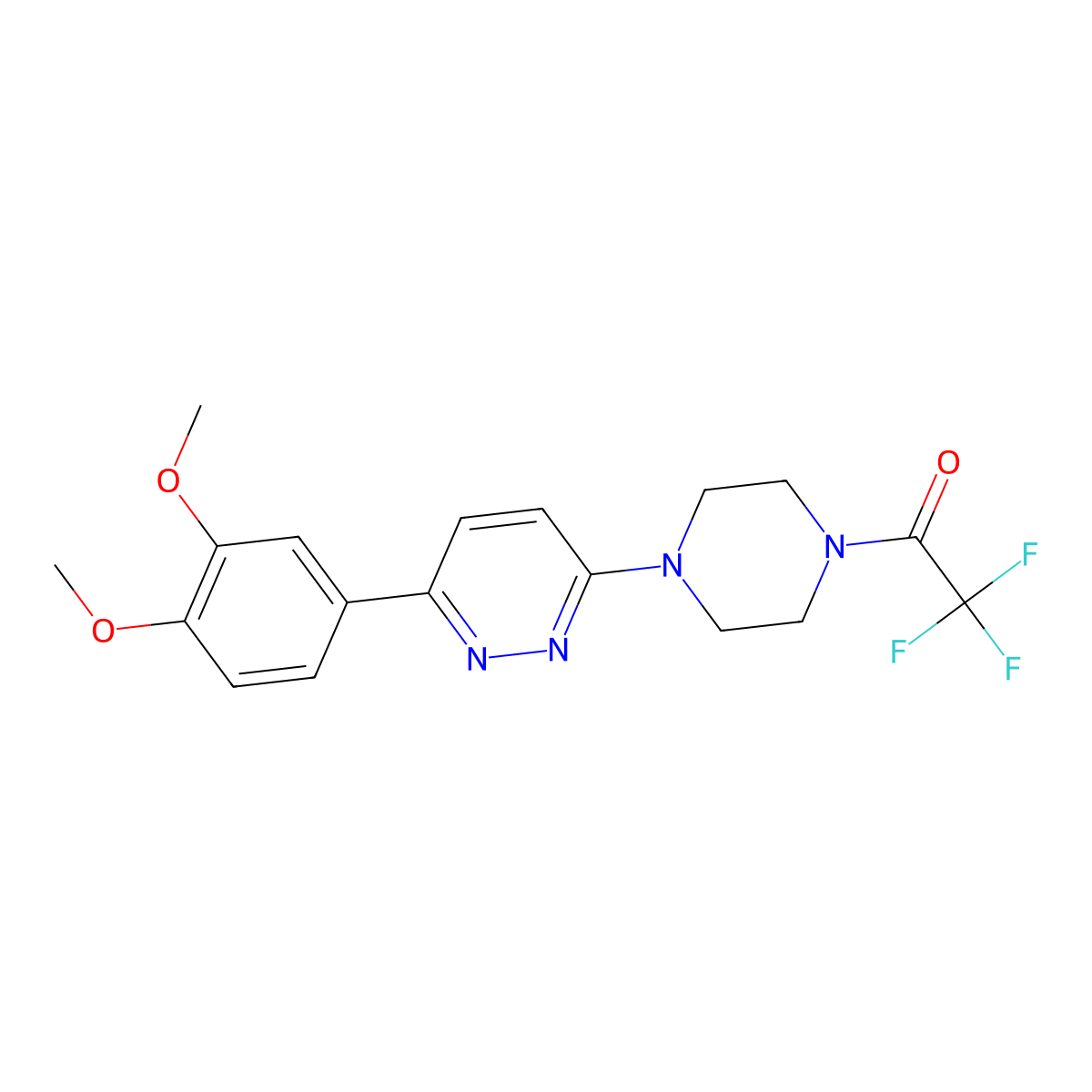 1-(4-(6-(3,4-Dimethoxyphenyl)pyridazin-3-yl)piperazin-1-yl)-2,2,2-trifluoroethanone molecular structure, CAS 1021131-05-4