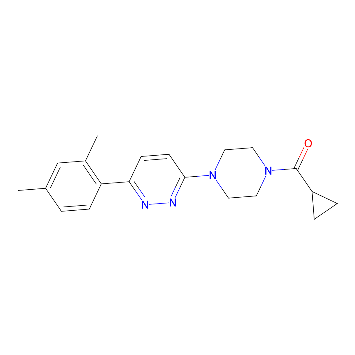 Cyclopropyl(4-(6-(2,4-dimethylphenyl)pyridazin-3-yl)piperazin-1-yl)methanone molecular structure, CAS 1021131-14-5