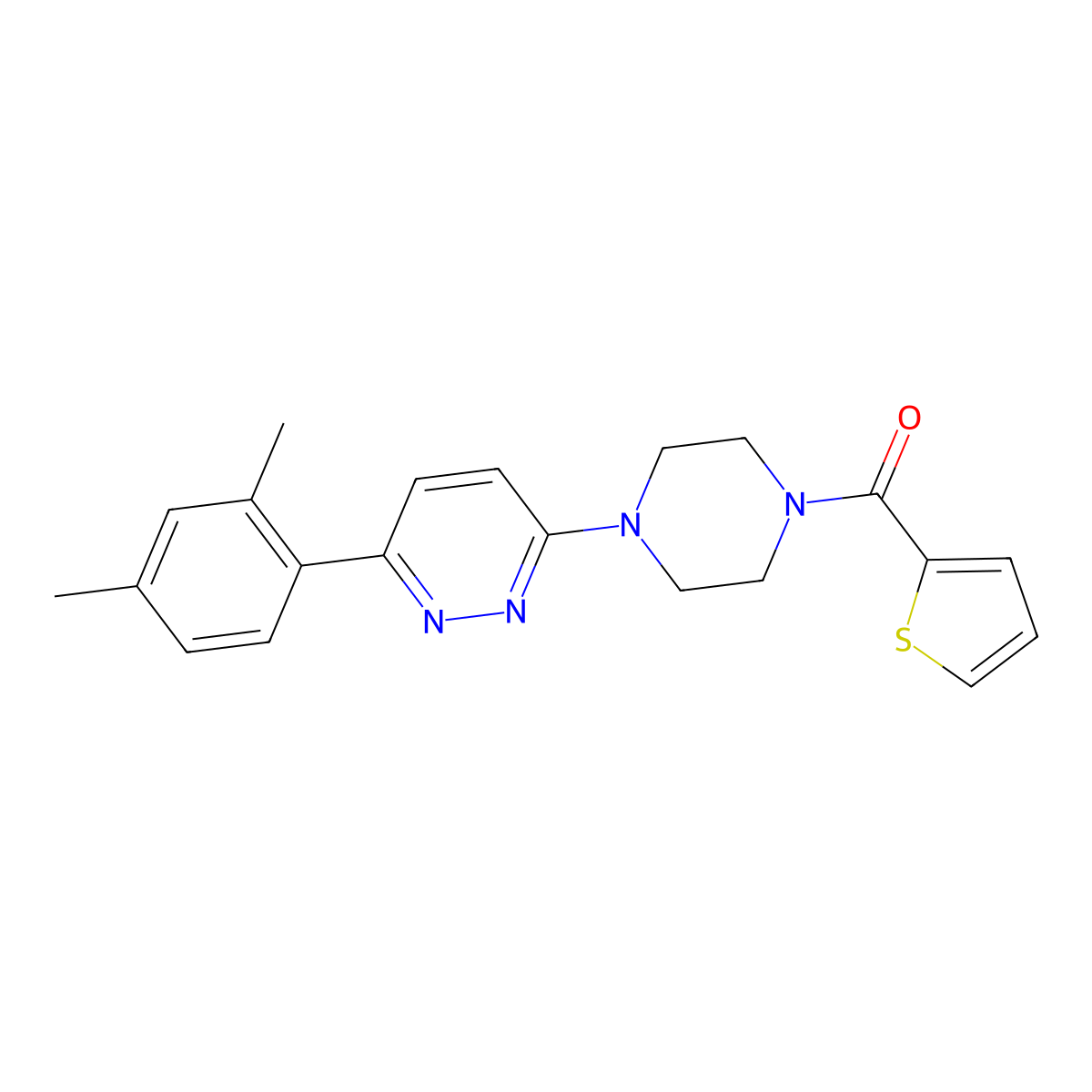 (4-(6-(2,4-Dimethylphenyl)pyridazin-3-yl)piperazin-1-yl)(thiophen-2-yl)methanone molecular structure, CAS 1021131-16-7