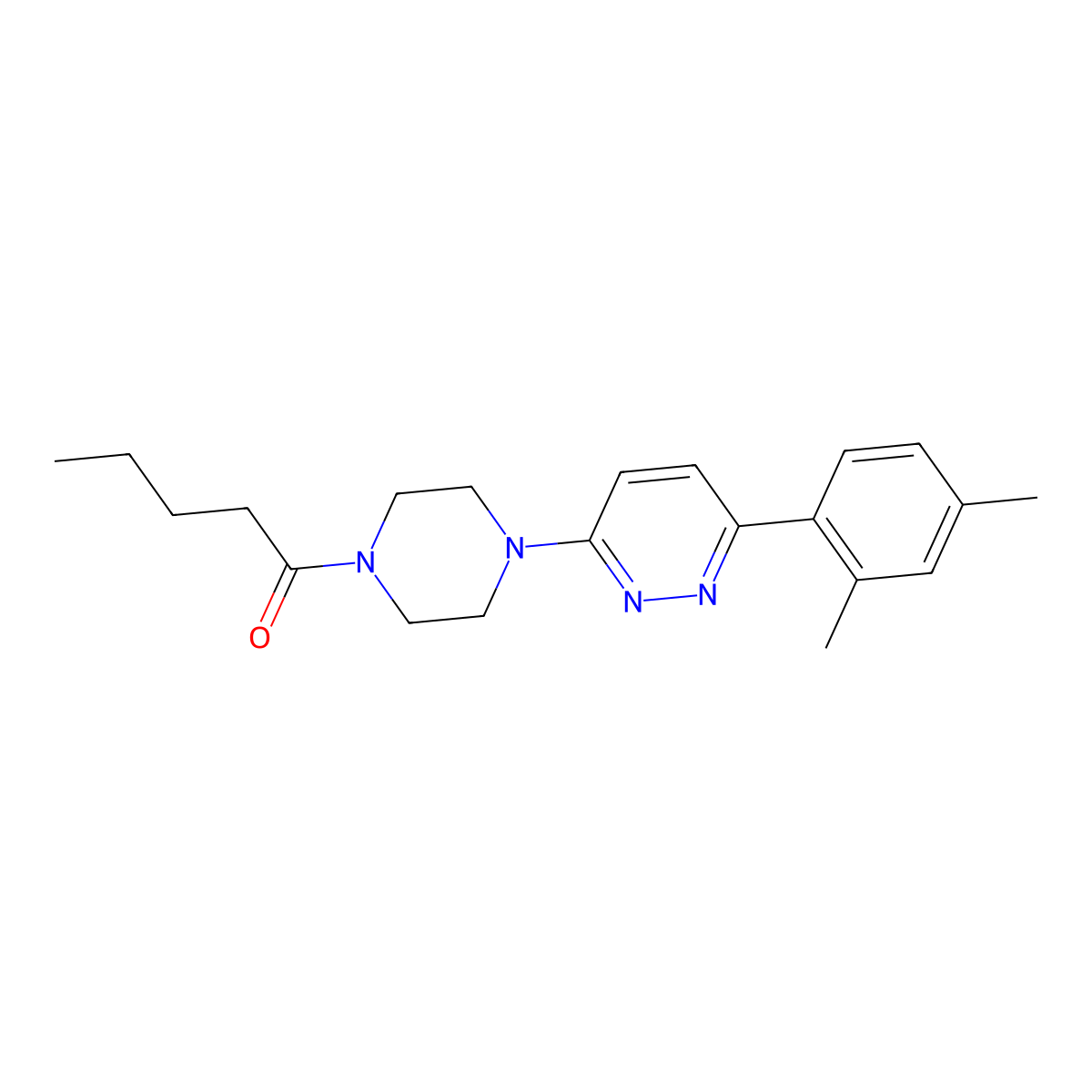 1-(4-(6-(2,4-Dimethylphenyl)pyridazin-3-yl)piperazin-1-yl)pentan-1-one molecular structure, CAS 1021131-18-9