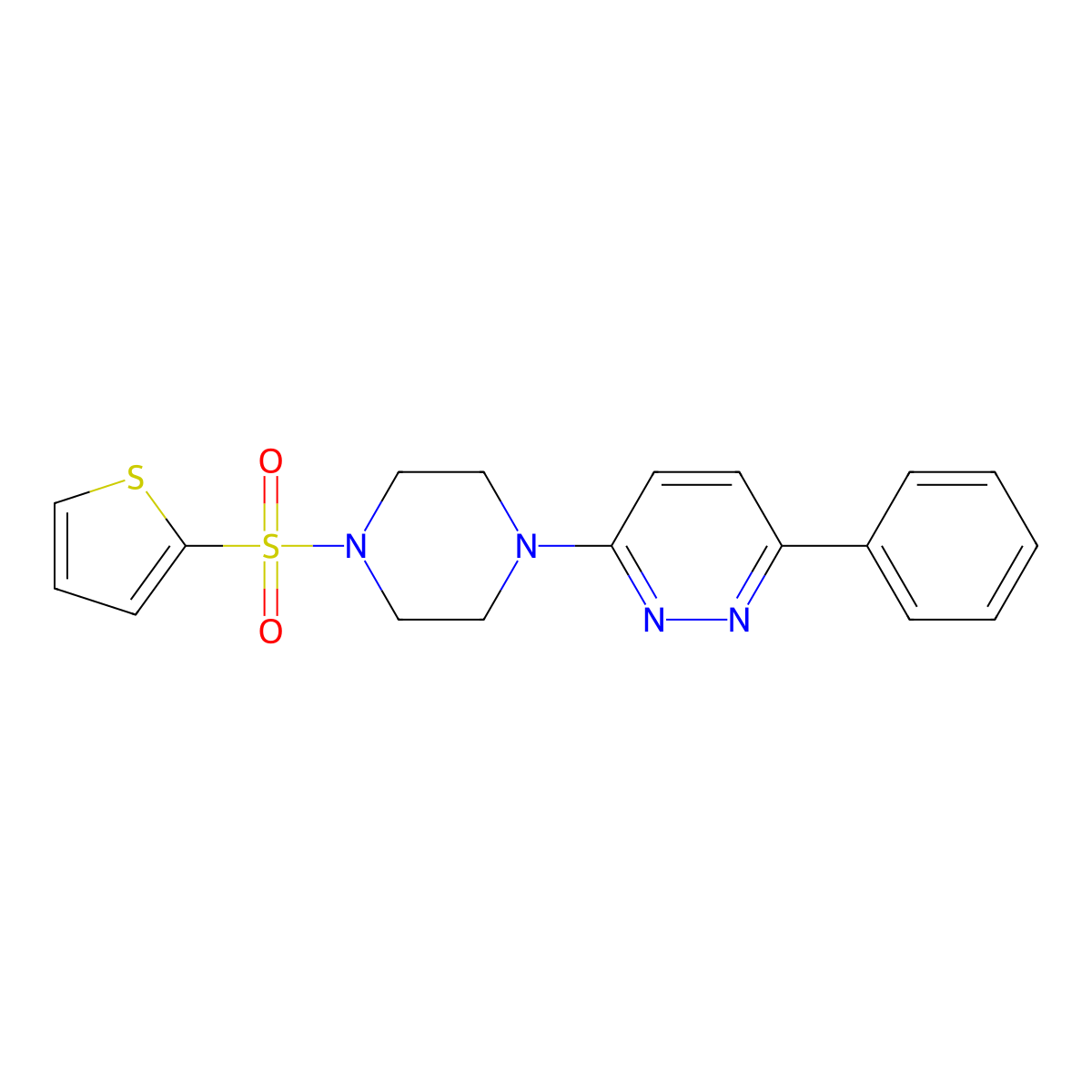 3-Phenyl-6-(4-(thiophen-2-ylsulfonyl)piperazin-1-yl)pyridazine molecular structure, CAS 1021131-25-8