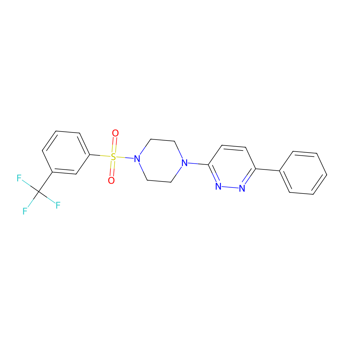3-Phenyl-6-(4-((3-(trifluoromethyl)phenyl)sulfonyl)piperazin-1-yl)pyridazine molecular structure, CAS 1021131-28-1