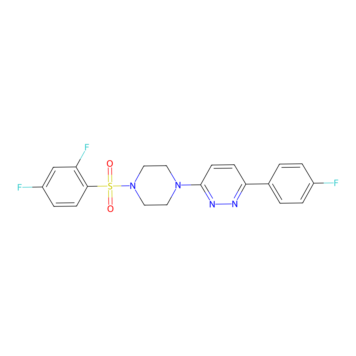 3-(4-((2,4-Difluorophenyl)sulfonyl)piperazin-1-yl)-6-(4-fluorophenyl)pyridazine molecular structure, CAS 1021131-39-4
